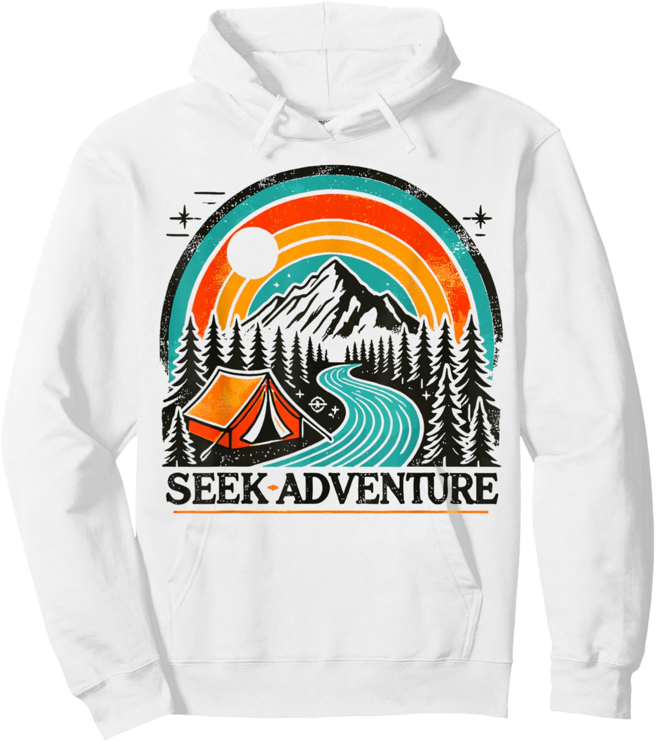 Seek Adventure Graphic Explore the Outdoors & Camping Fun Hoodie - Hoodie | White