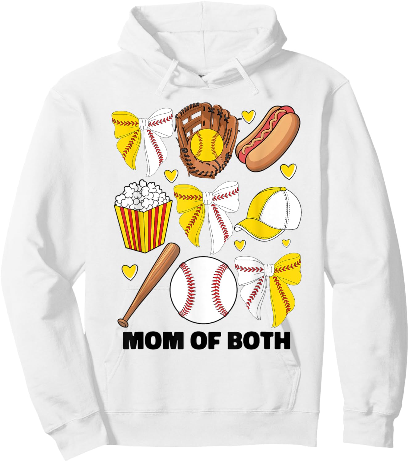 Mom Of Both Baseball And Softball Mom Coquette Bow Mom Women Hoodie - Hoodie | White