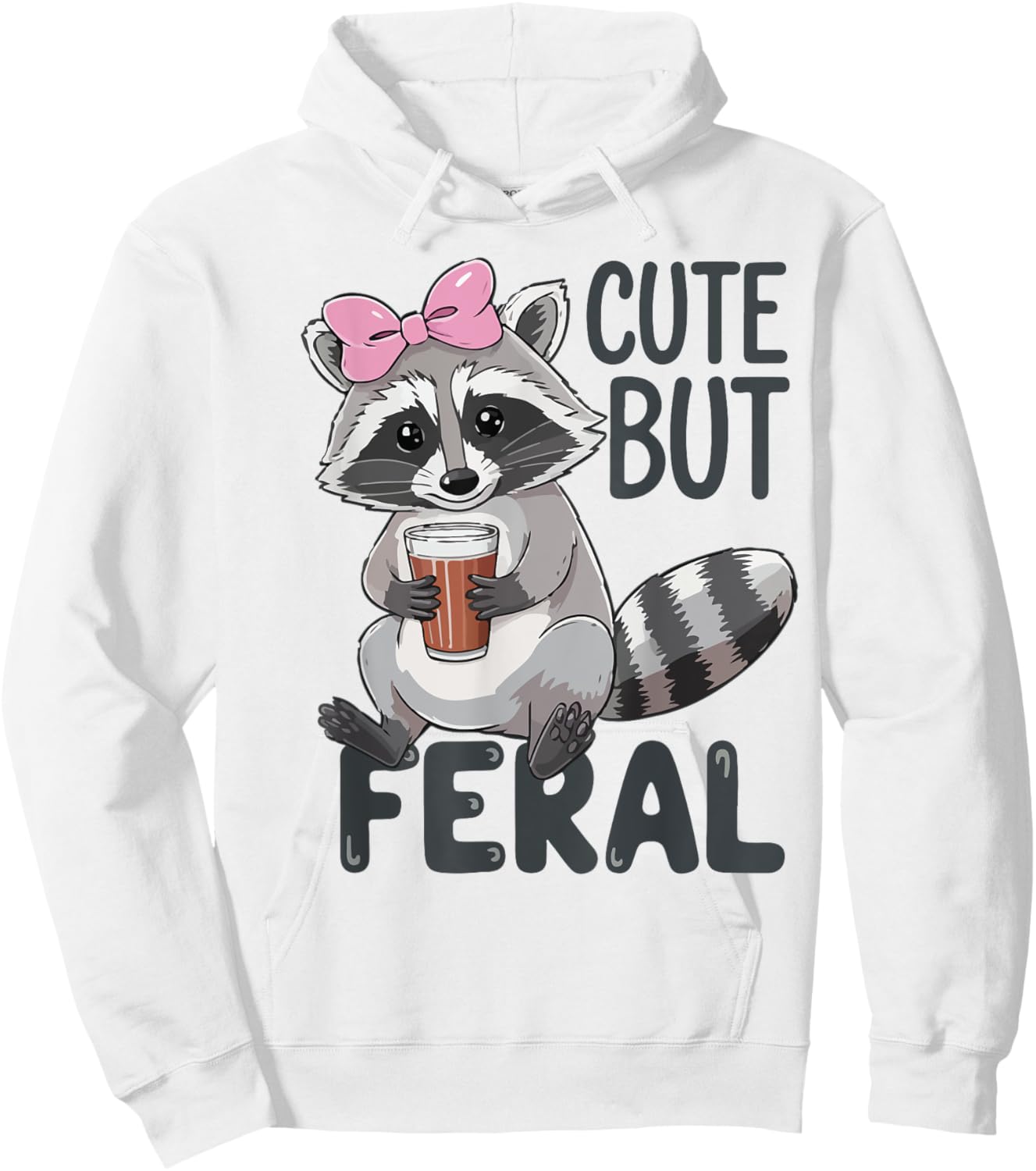 Cute But Feral Raccoon Women Toddler Girl Funny Trash-Panda Hoodie - Hoodie | White