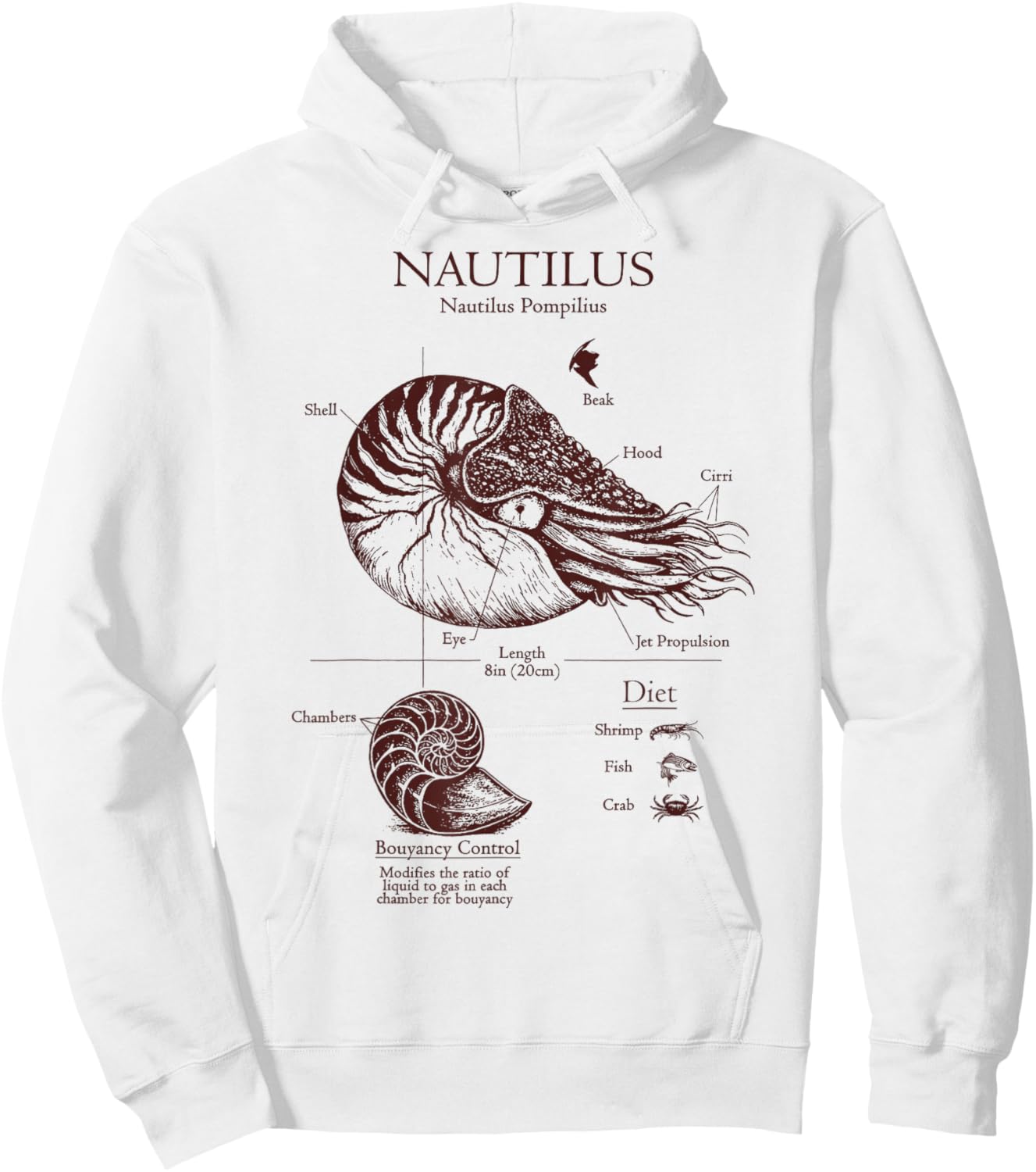 Nautilus Anatomy Nautilus Lover Biology Sea Ocean Animal Hoodie - Hoodie | White