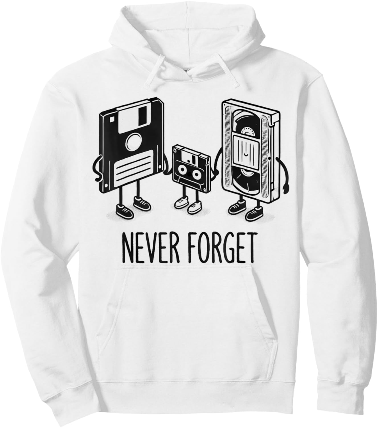 Retro Never Forget Floppy Disk Cassette Hoodie - Hoodie | White