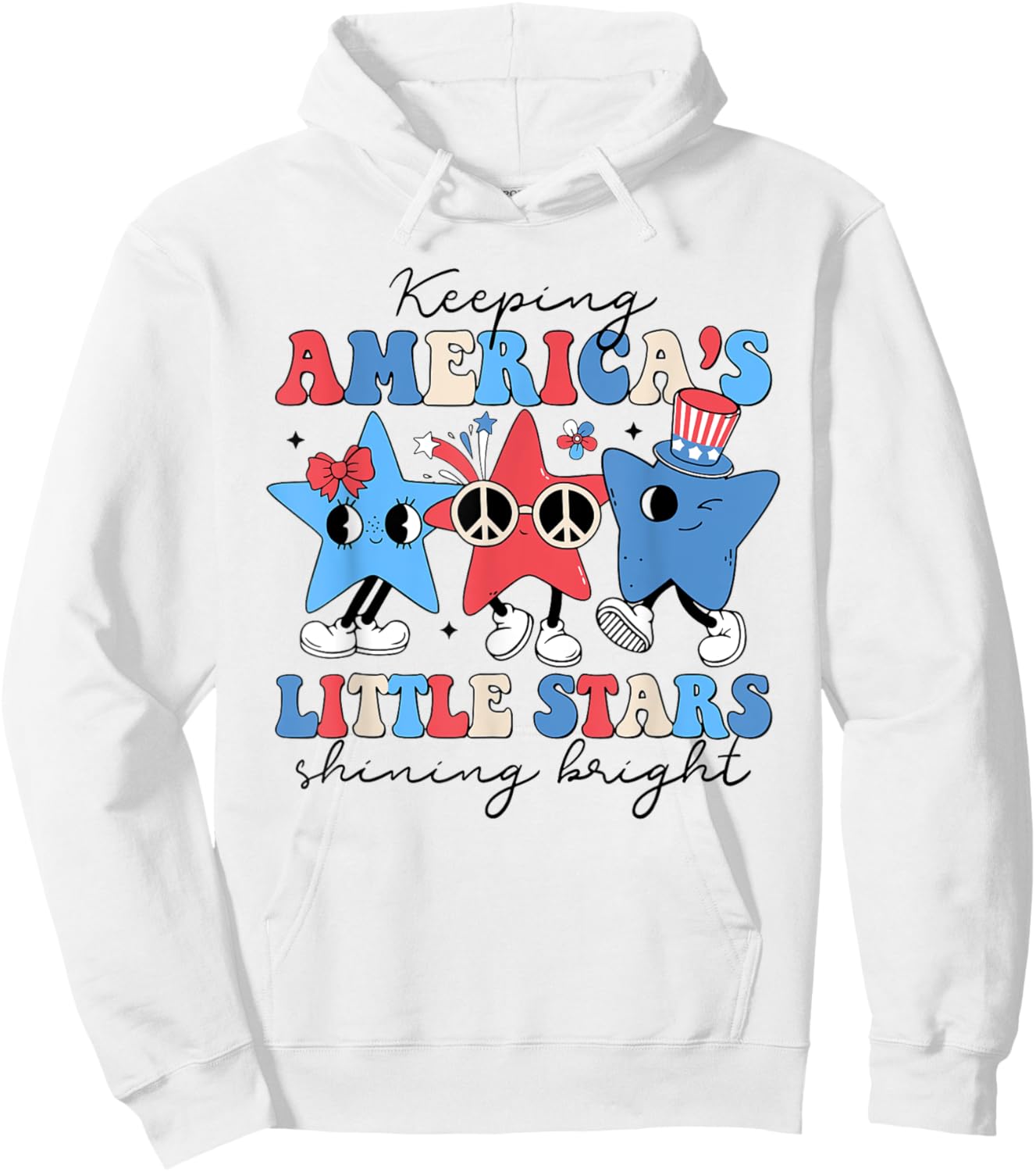 Keeping America's Little Stars Shining Bright 4th Of July Women Men Hoodie - Hoodie | White