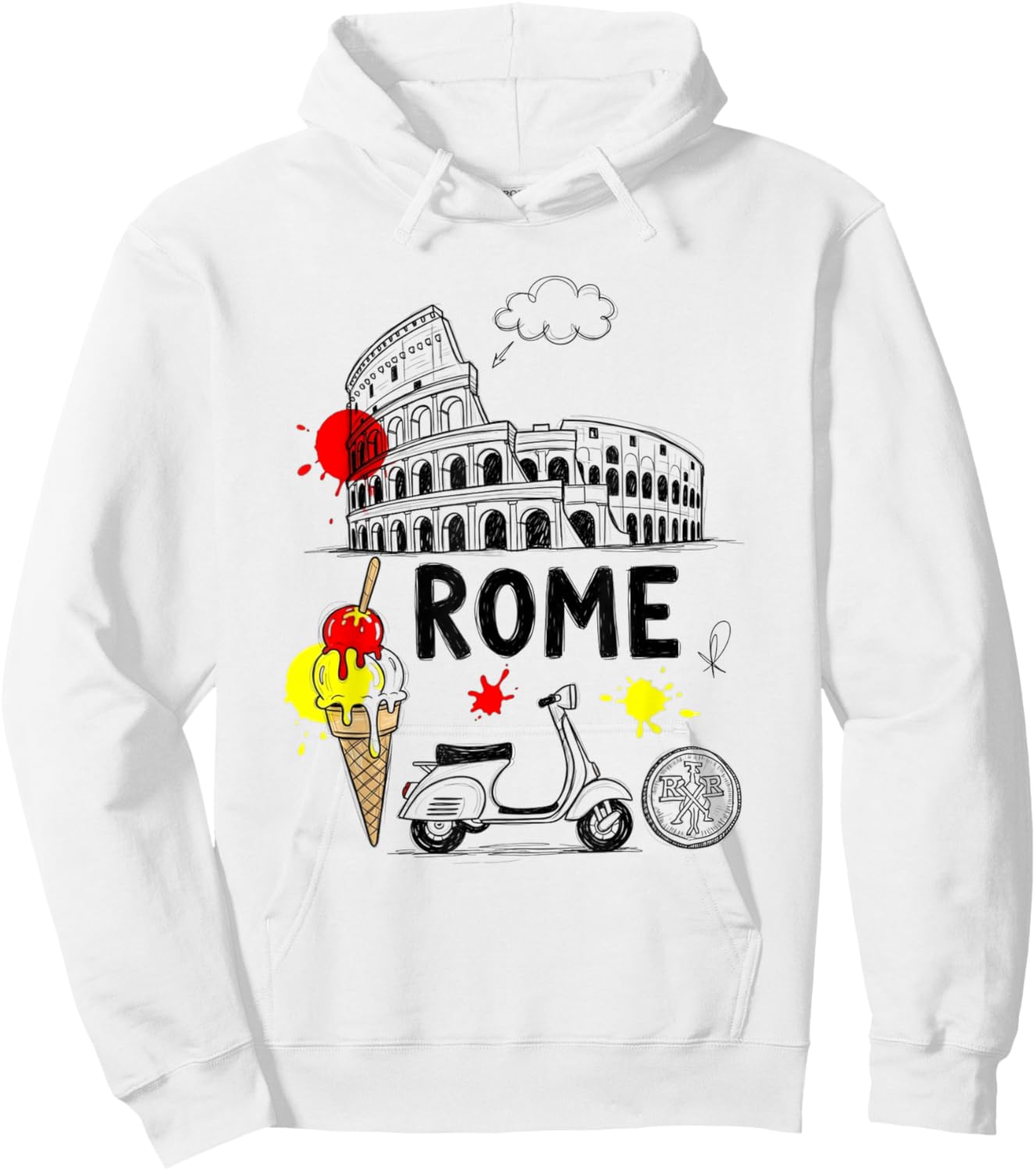 Rome Colisée Scooter Gelato Art Souvenir de Voyage pour Enfants Hoodie - Hoodie | White