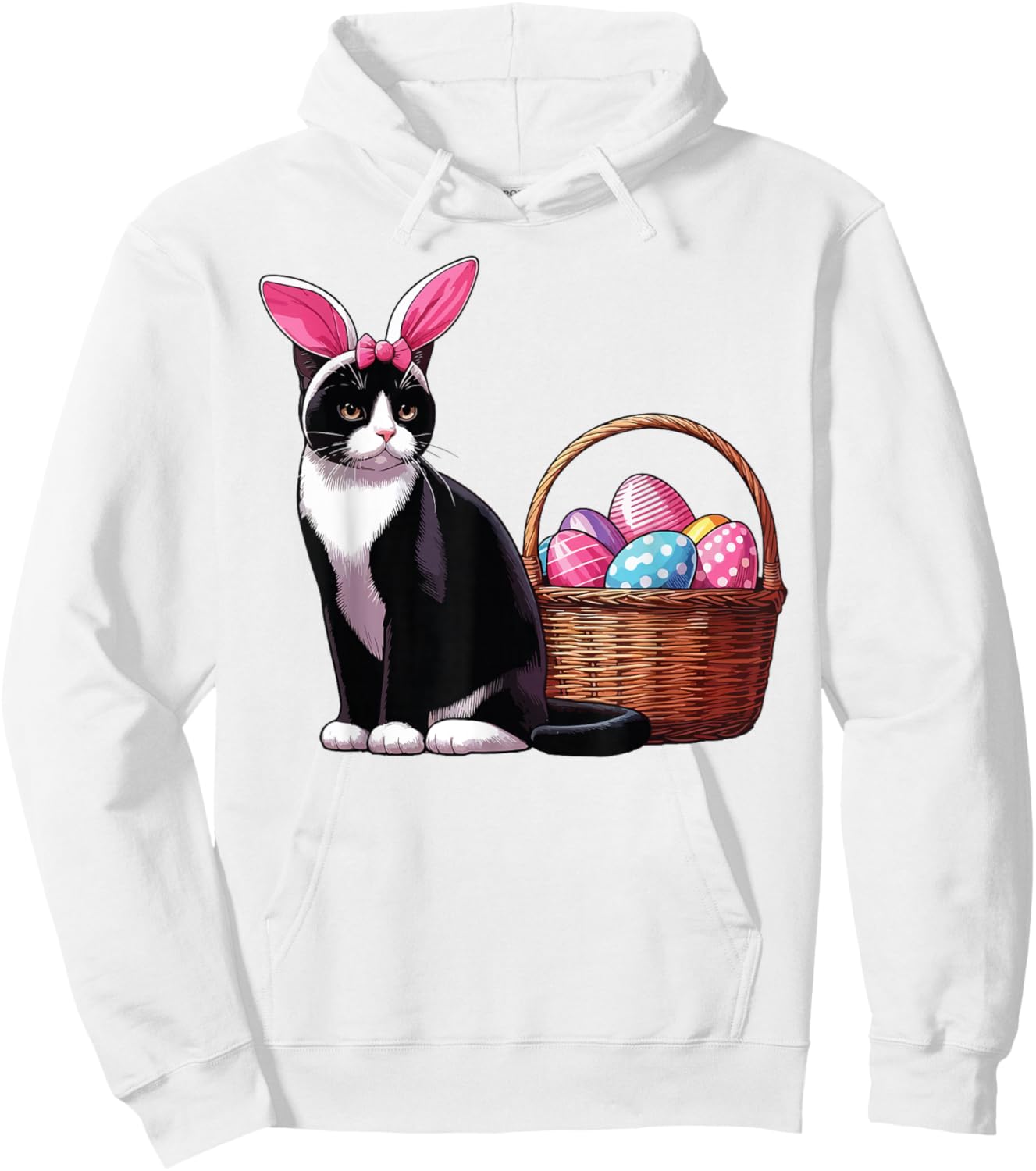 Cat Ears Bunny Eggs Funny Easter Day Cute Cat Lovers Costume Women Kids Hoodie - Hoodie | White