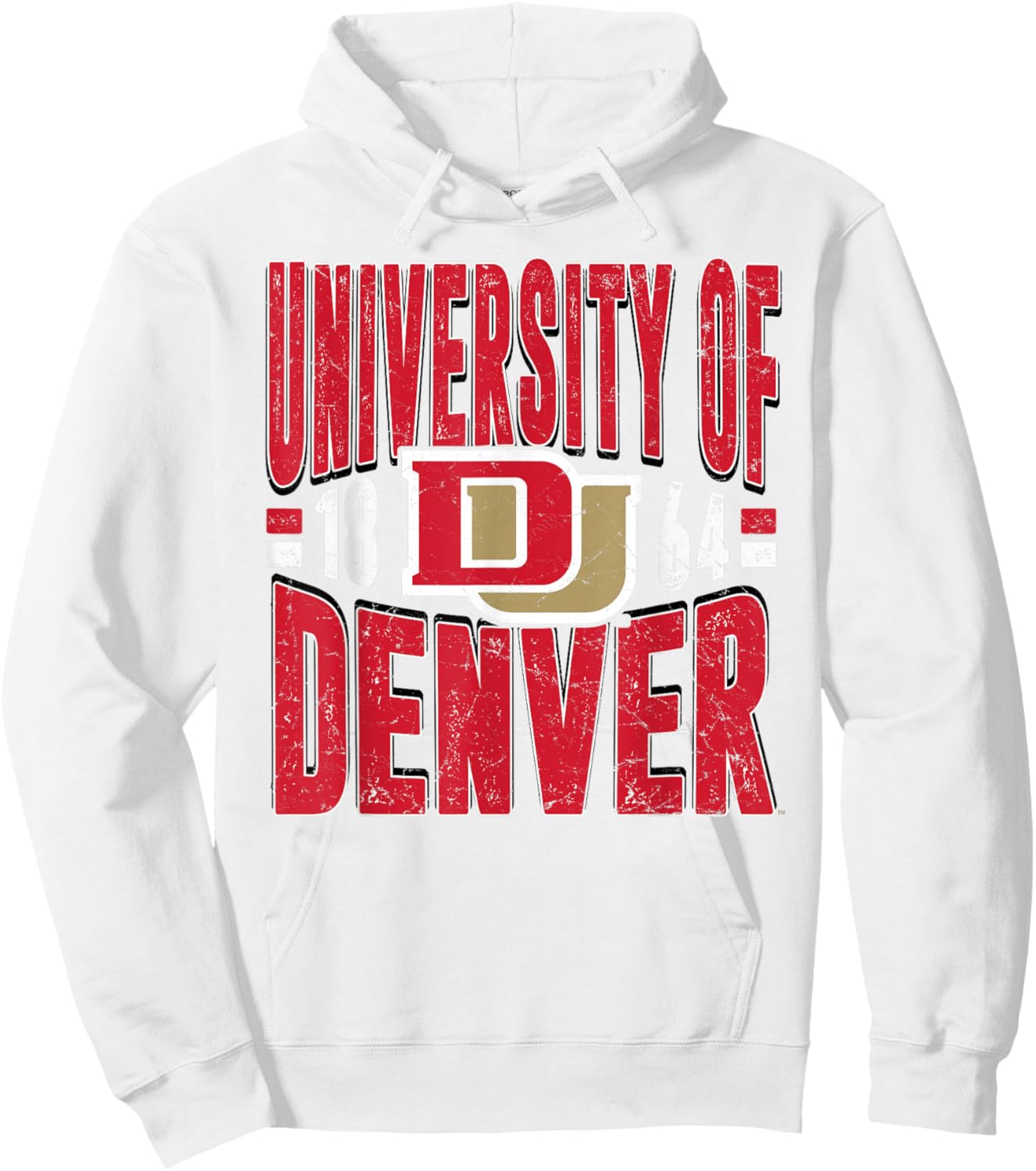 Denver Pioneers Vintage 90's Retro Gray Officially Licensed Hoodie - Hoodie | White
