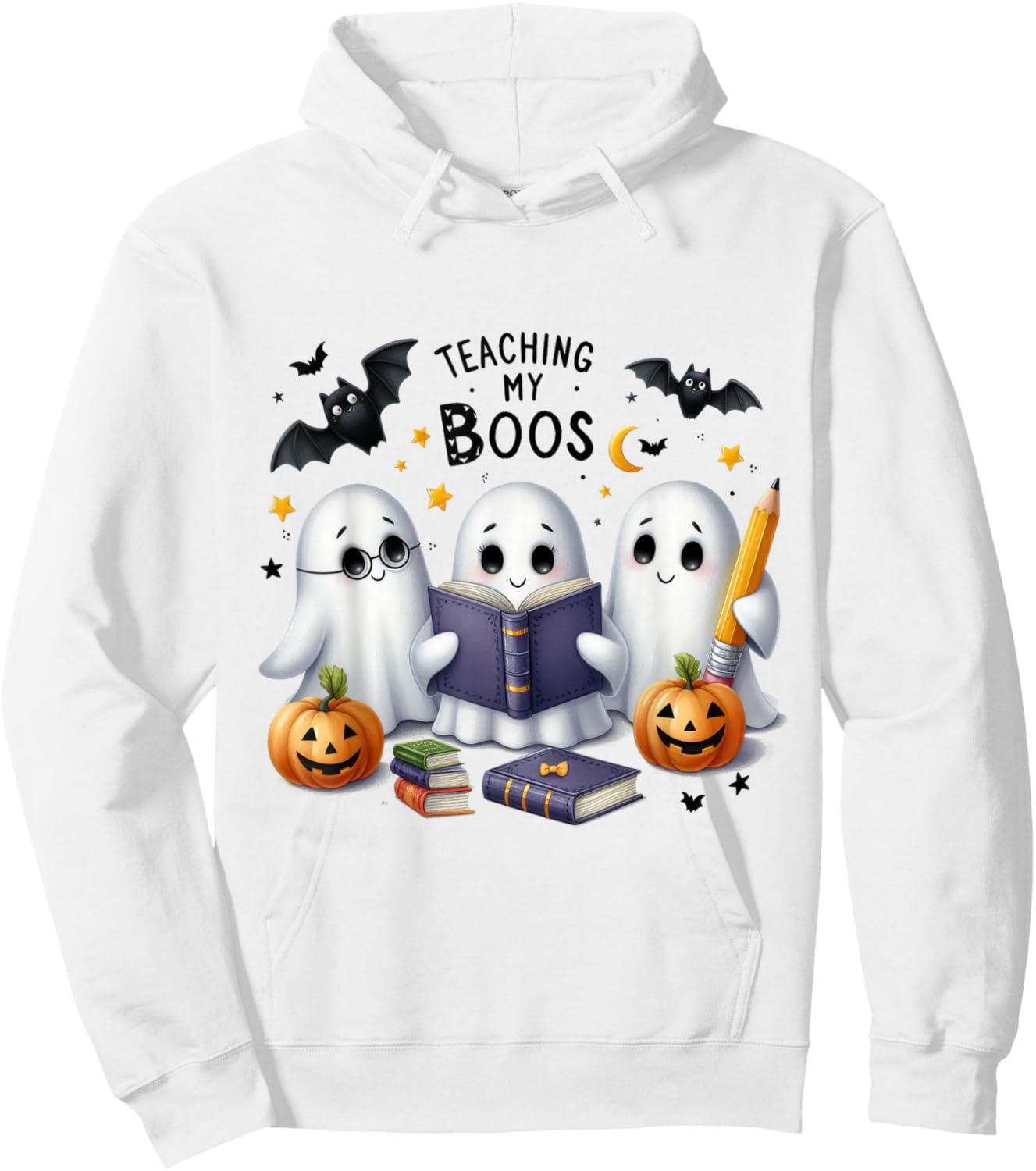 Teaching My Boos Halloween Ghost Party Costume Women Teacher Hoodie - Hoodie | White