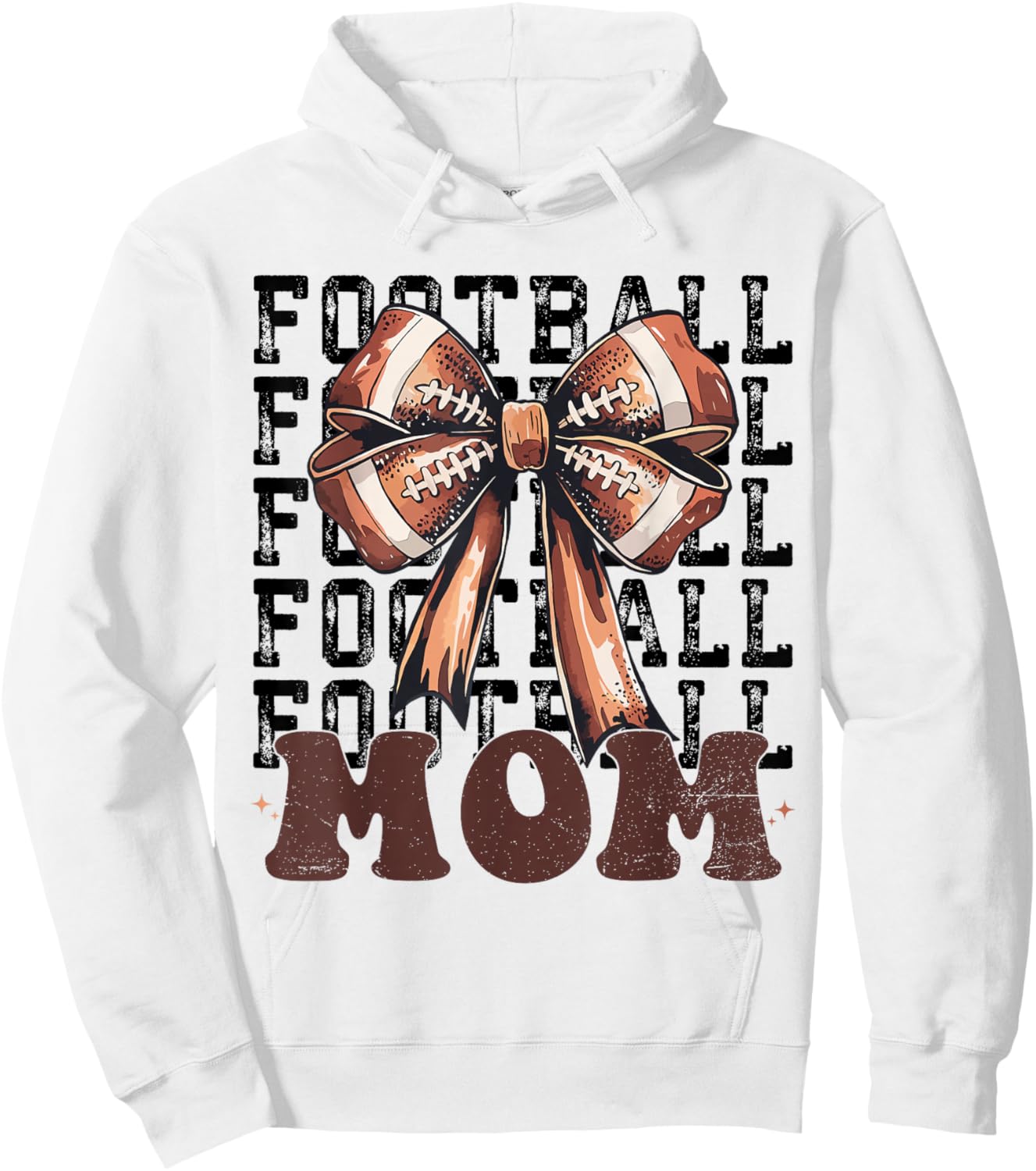 Cute Coquette Bow American Football Game Day Football Mom Hoodie - Hoodie | White
