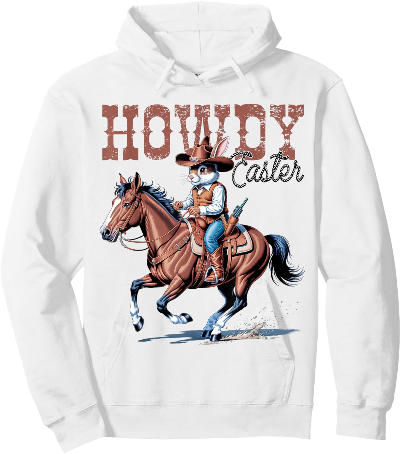 Howdy Easter Funny Cowboy Bunny Happy Easter Western Boy Kid Hoodie - Hoodie | White