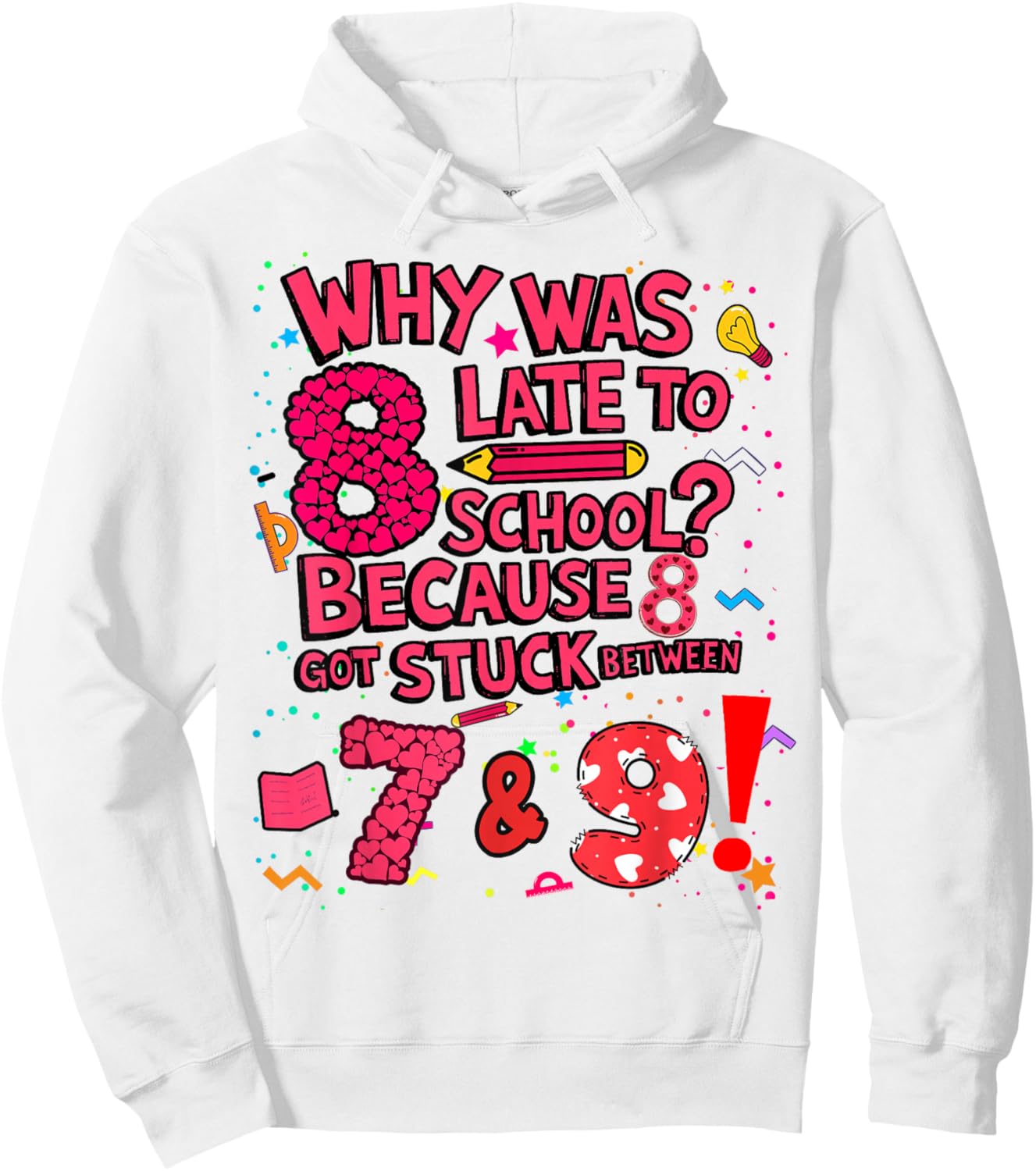 Maths Fancy Dress Idea for Girls Maths Outfit with Numbers Hoodie - Hoodie | White