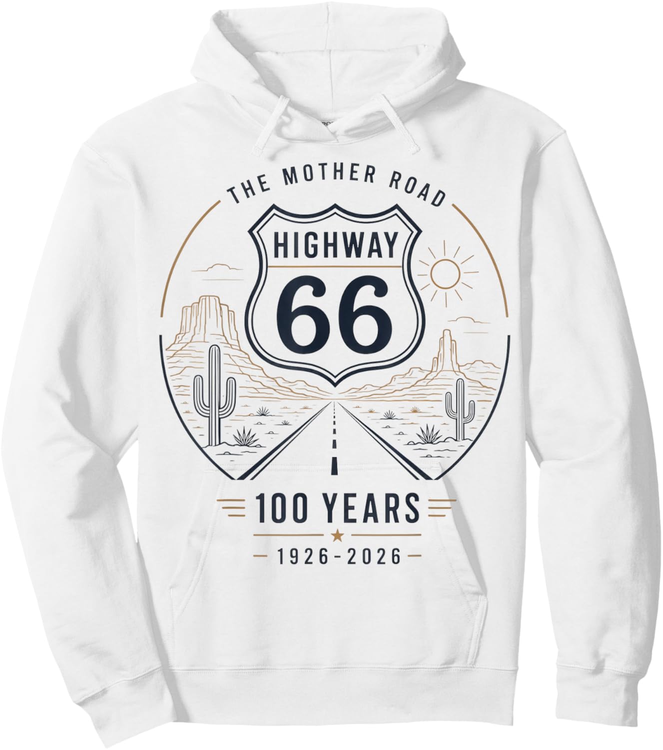 Vintage Highway 66 100 Year Centennial Anniversary Souvenir Hoodie - Hoodie | White