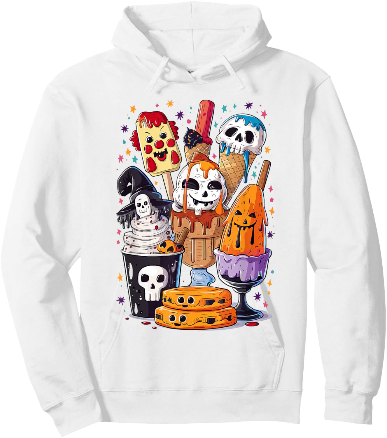 Scary Ice Cream Halloween Popsicle Ghoul Summer Halloween Hoodie - Hoodie | White