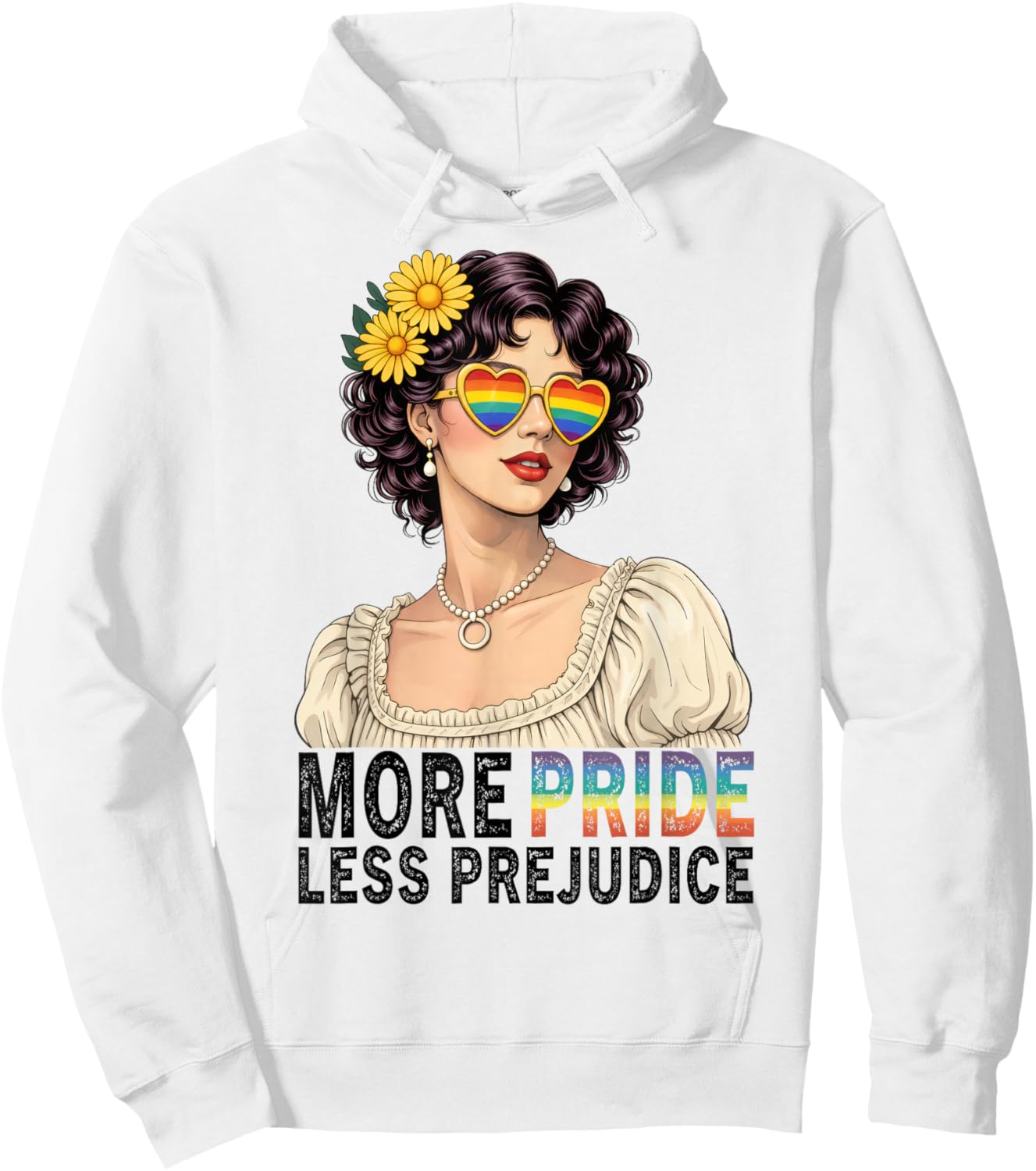 More Pride Less Prejudice LGBTQ Pride Month Hoodie - Hoodie | White