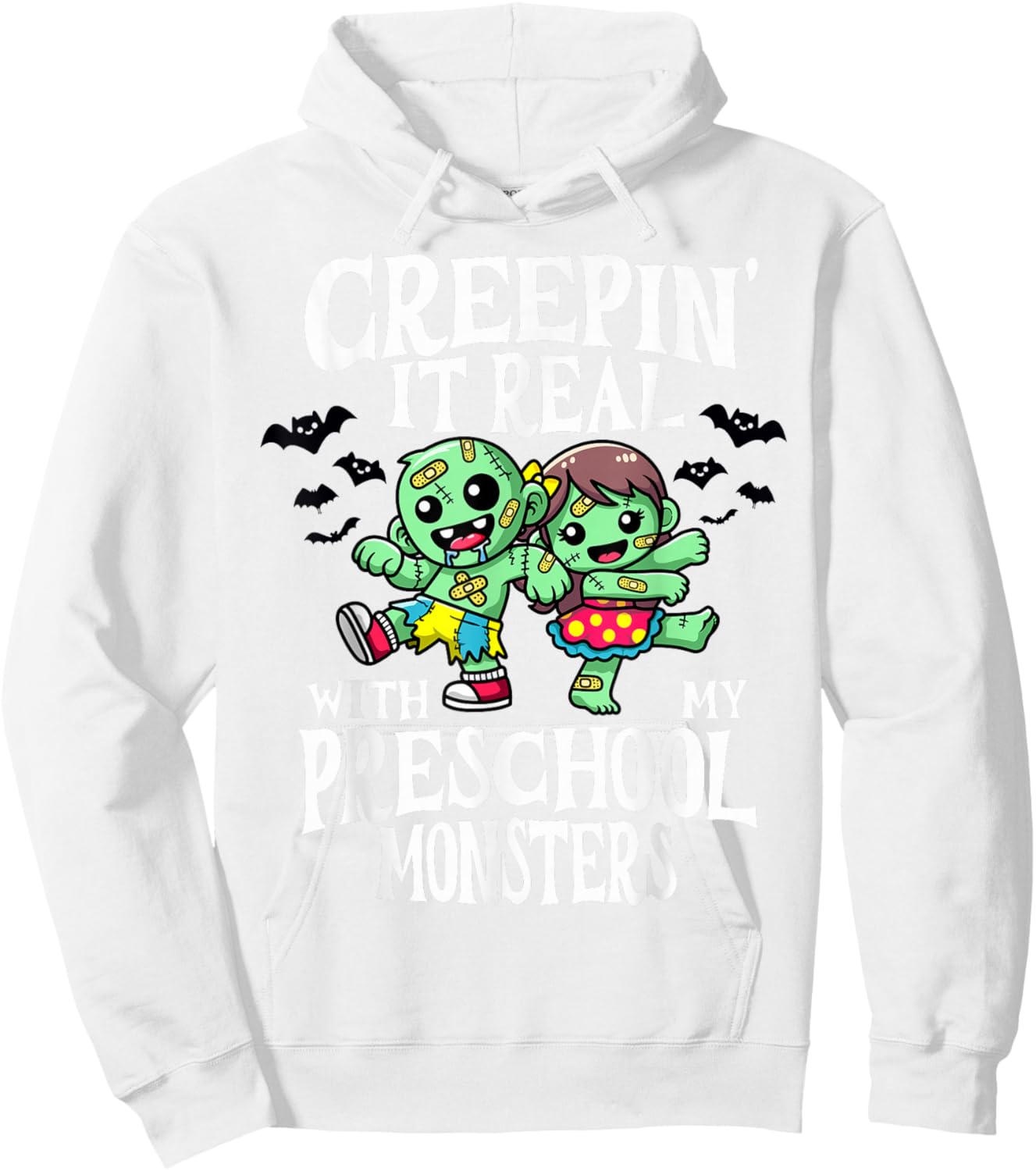Creepin It Real Monster School Preschool Teacher Halloween Hoodie - Hoodie | White