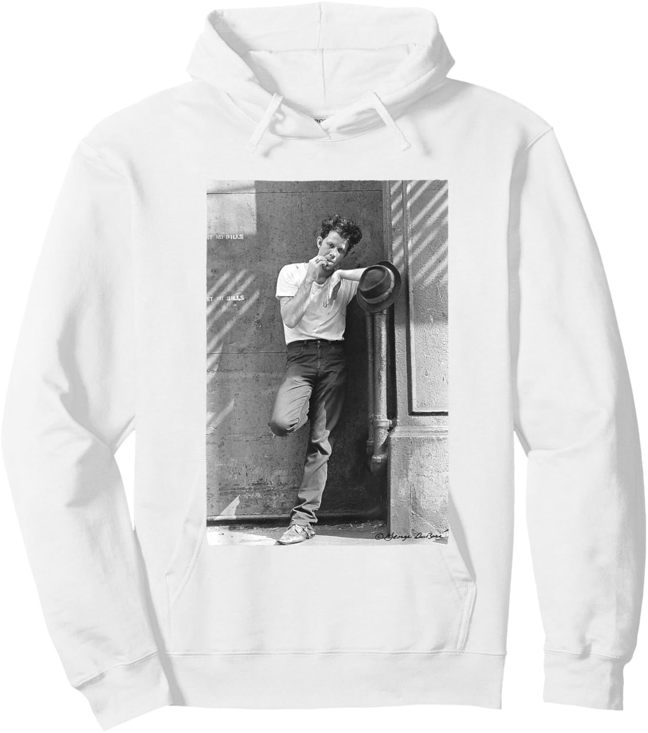 Tom Waits Street Portrait by George DuBose Hoodie - Hoodie | White