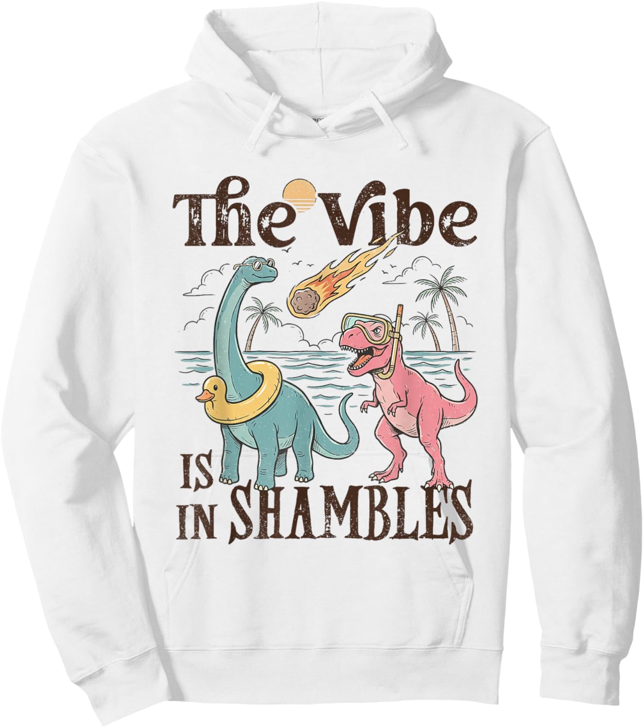 The Vibe is in Shambles Funny Dinosaur Extinction Summer Hoodie - Hoodie | White