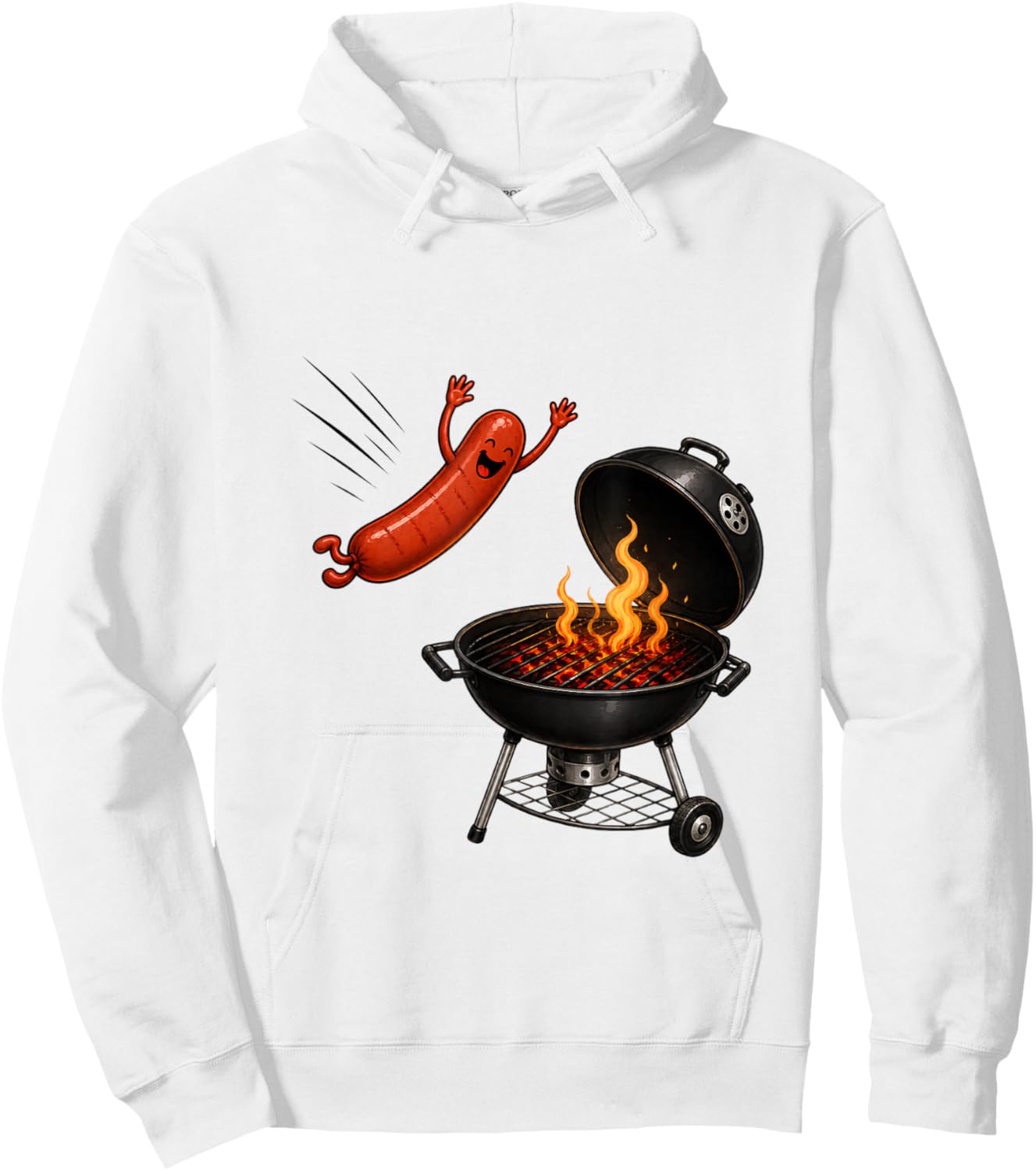 Hotdog Dive Funny Flying Hotdog BBQ Grilling Cartoon Humor Hoodie - Hoodie | White