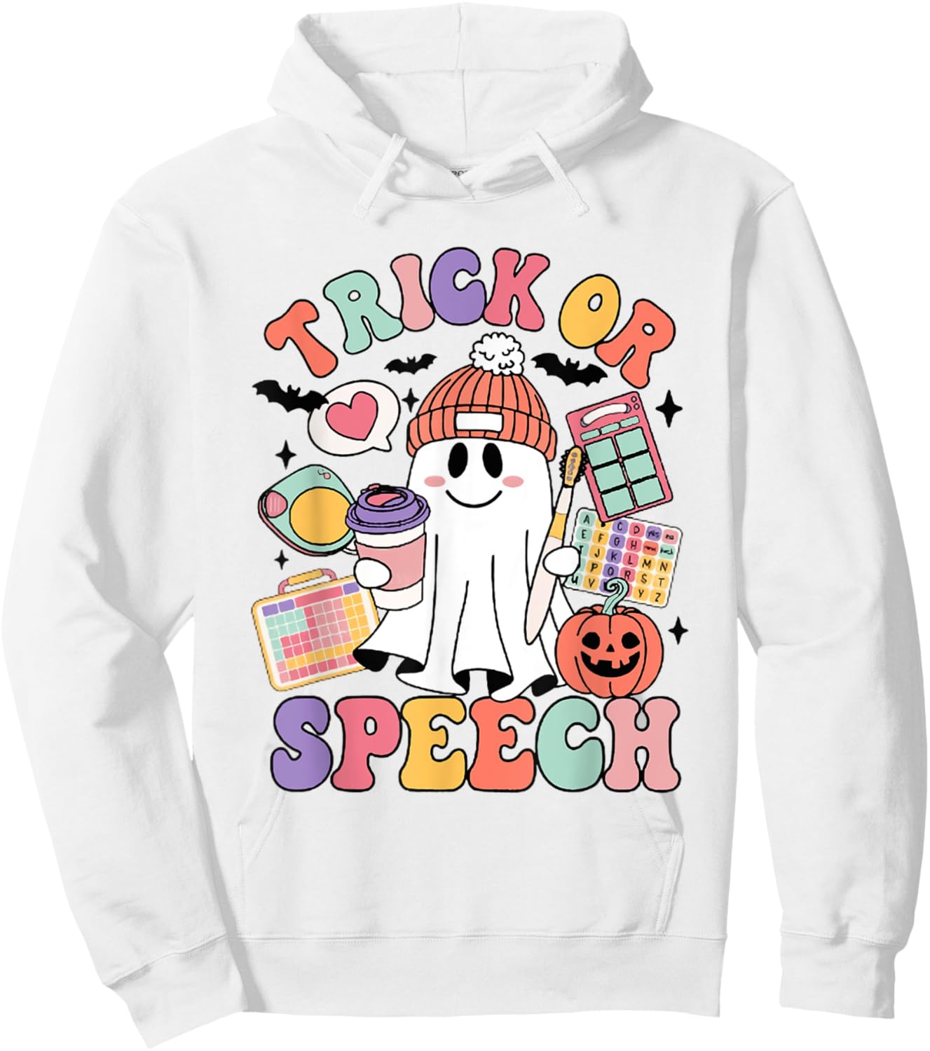 Retro Trick or Speech Therapy Ghost Speech Therapist Student Hoodie - Hoodie | White