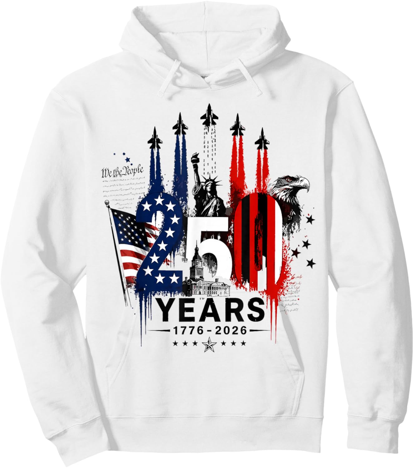 American 1776-2026 Air Force 4th of July 250 Years Freedom Hoodie - Hoodie | White