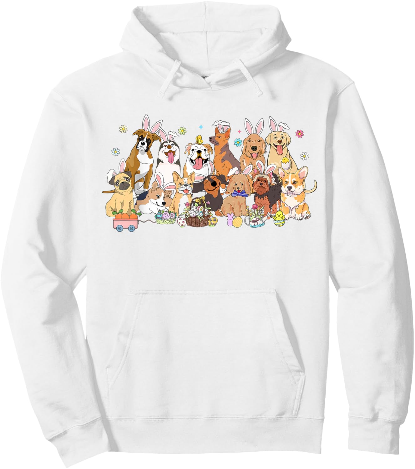 Women Easter Bunny Dog Egg Hunters Dog Lover Dog Mom Hoodie - Hoodie | White