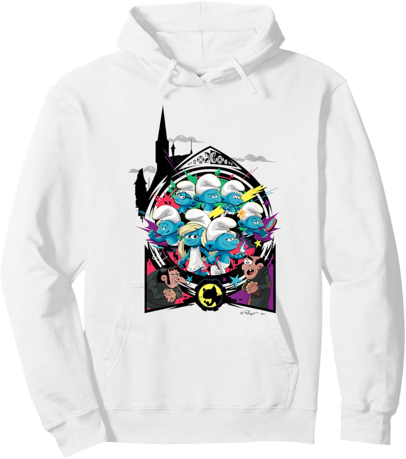 The Smurfs Movie Unite with Gargamel and Azrael Hoodie - Hoodie | White