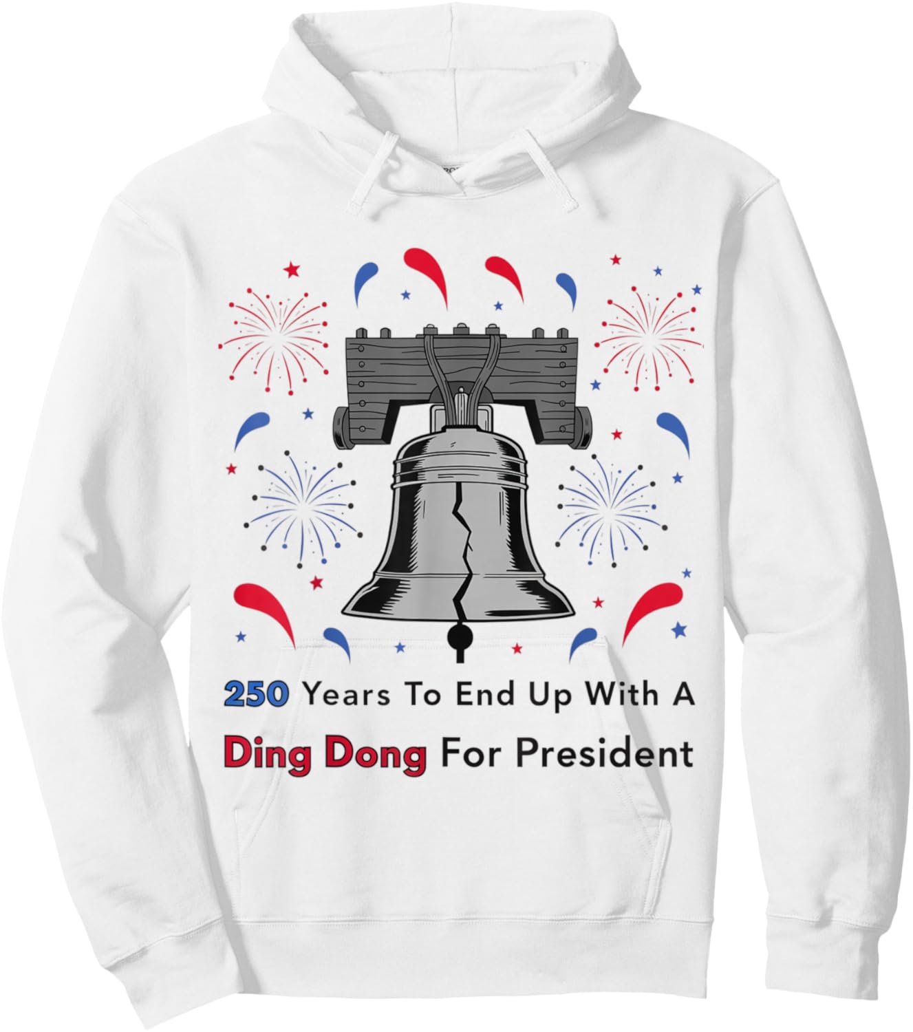 Funny Patriotic Liberty Bell Political Humor Design Hoodie - Hoodie | White
