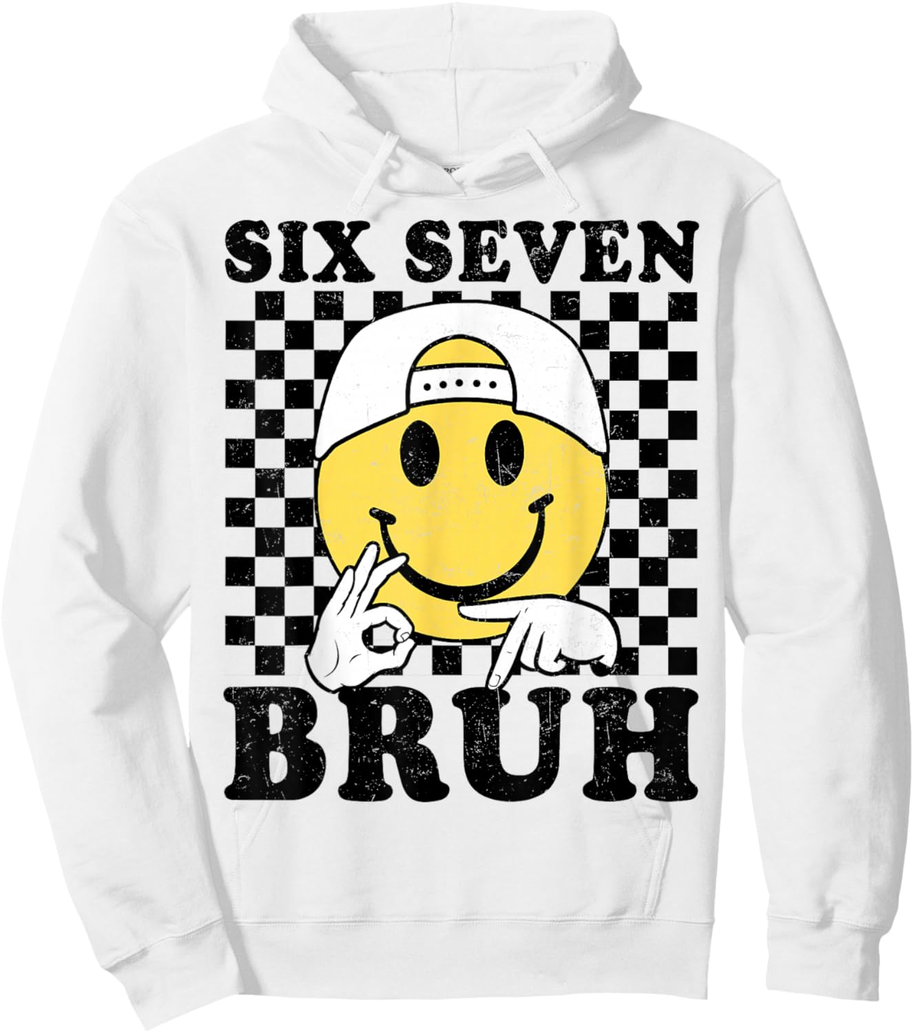 Six Seven Bruh 67 Meme Gen Alpha Slang 6 7 Funny Boys Kids Hoodie - Hoodie | White