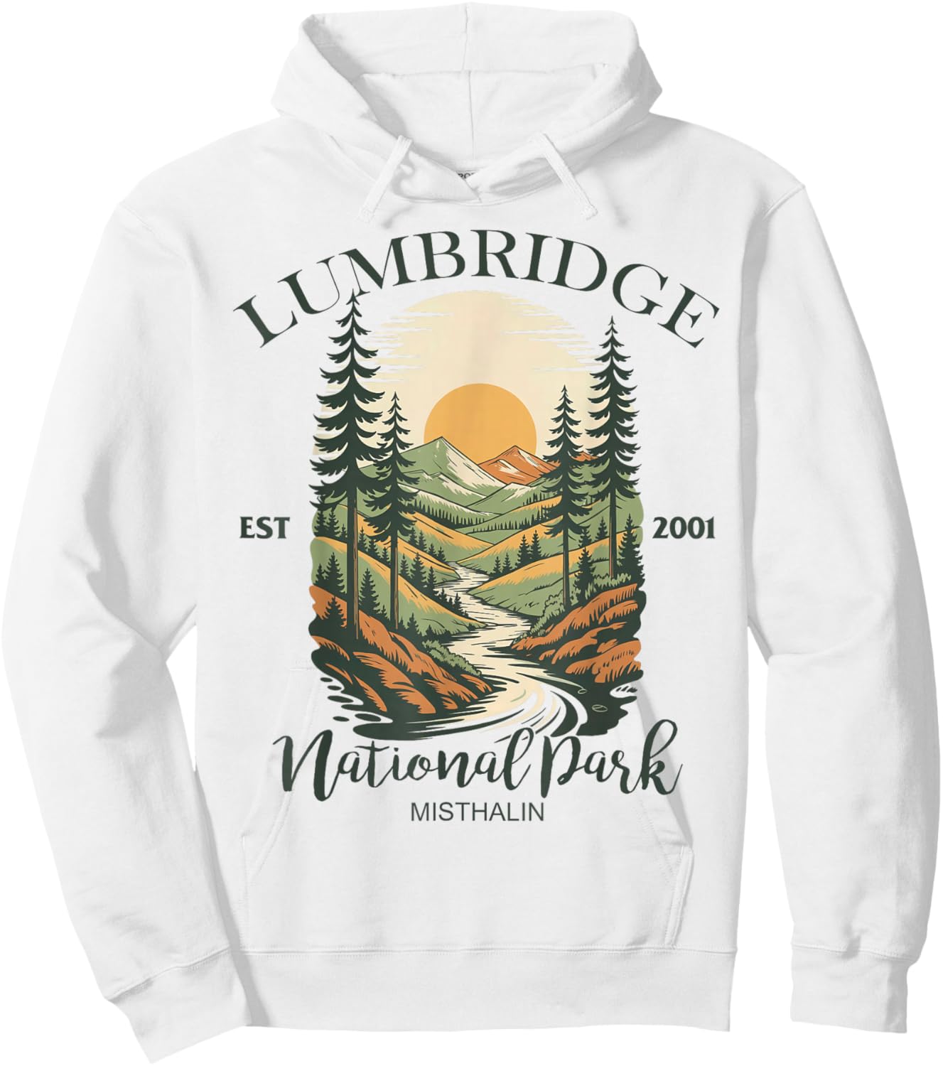 Lumbridge Nature Park Mountain River Retro Hoodie - Hoodie | White
