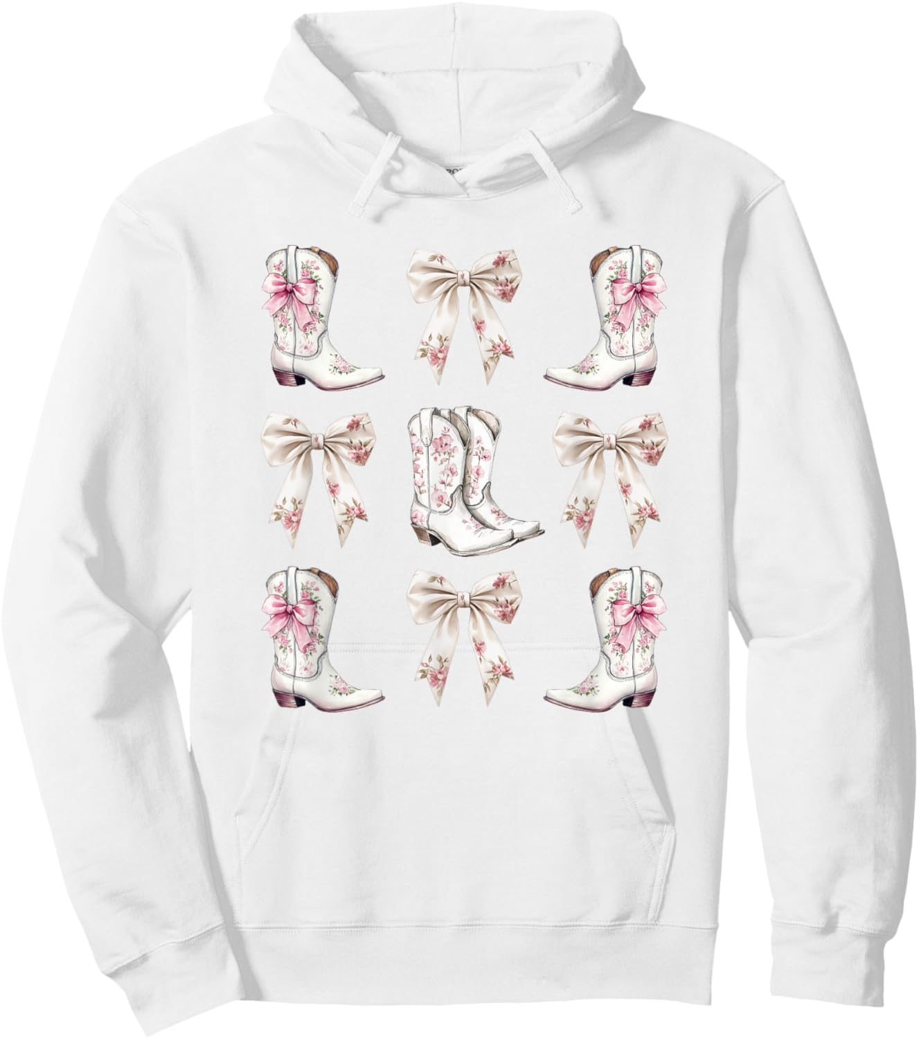 Cowgirl Pink toile coquette bows Hoodie - Hoodie | White