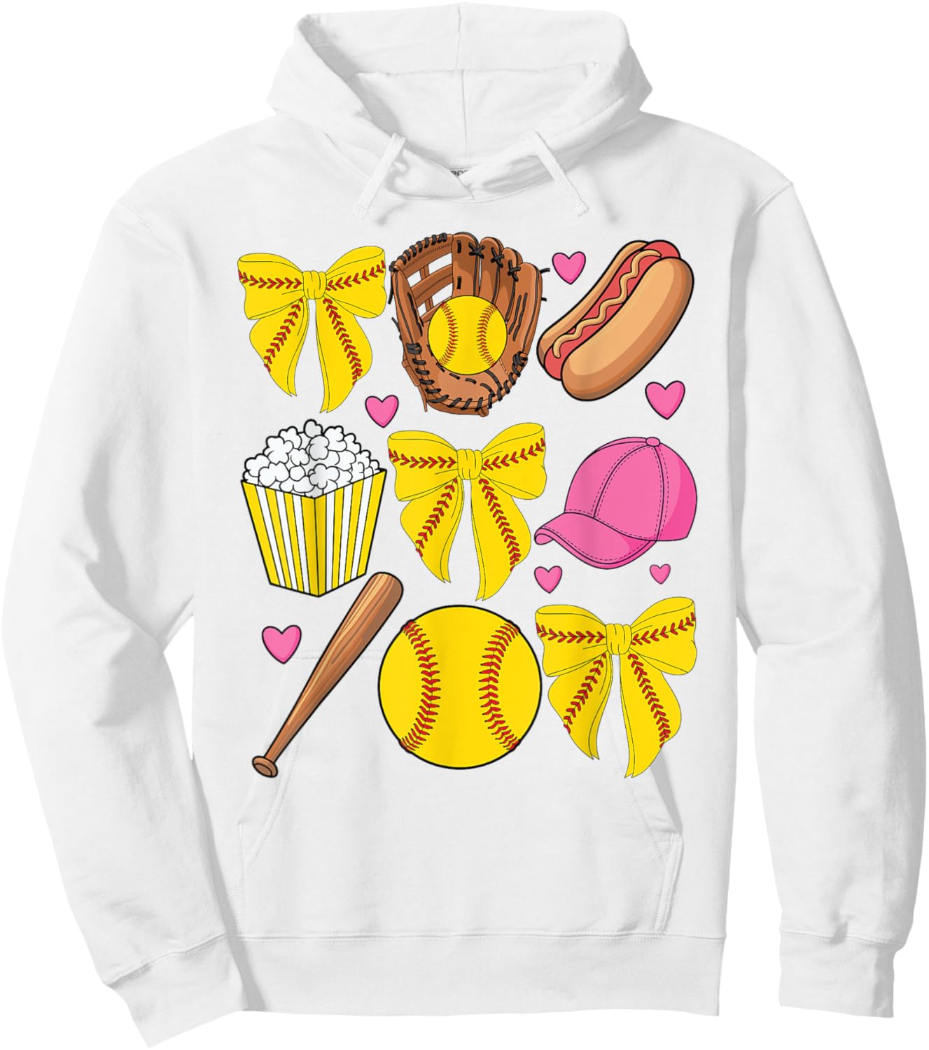 Softball Coquette Bow Softball Mom Mothers Day Women Mama Hoodie - Hoodie | White