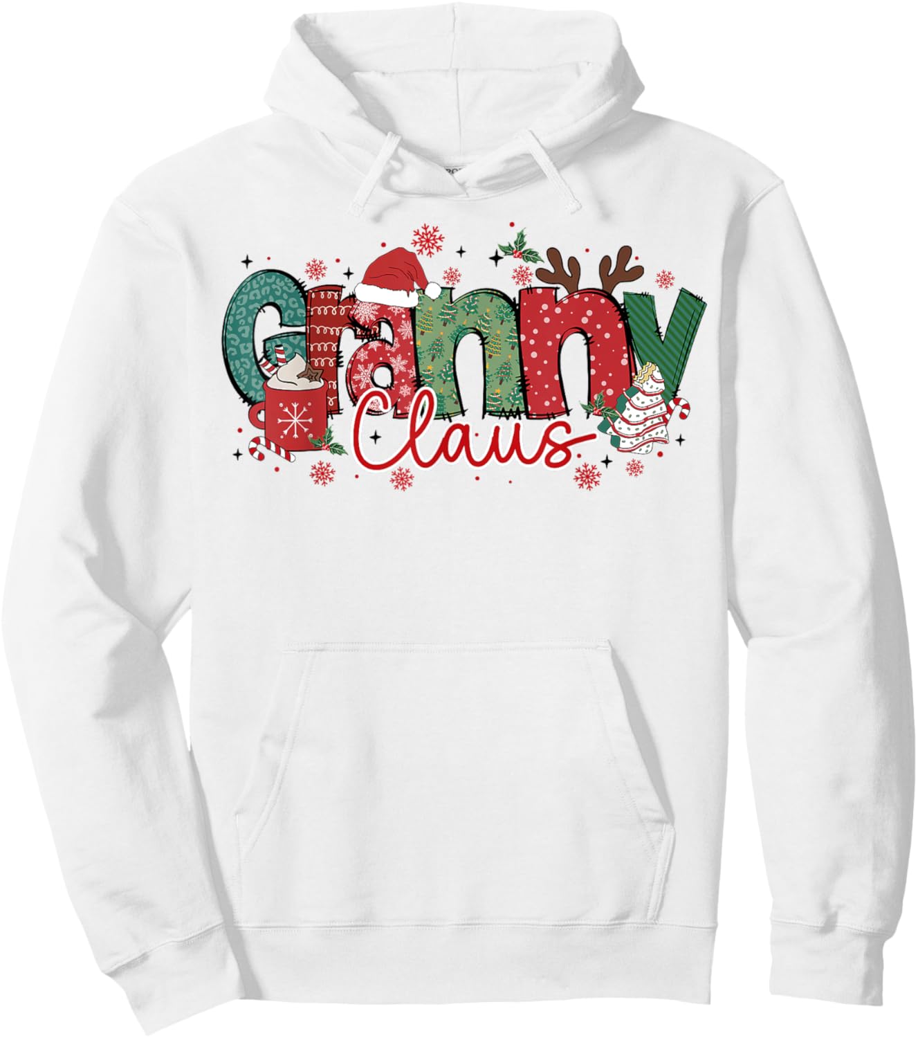 Granny Claus Christmas Pajama Santa Claus Family Matching Hoodie - Hoodie | White