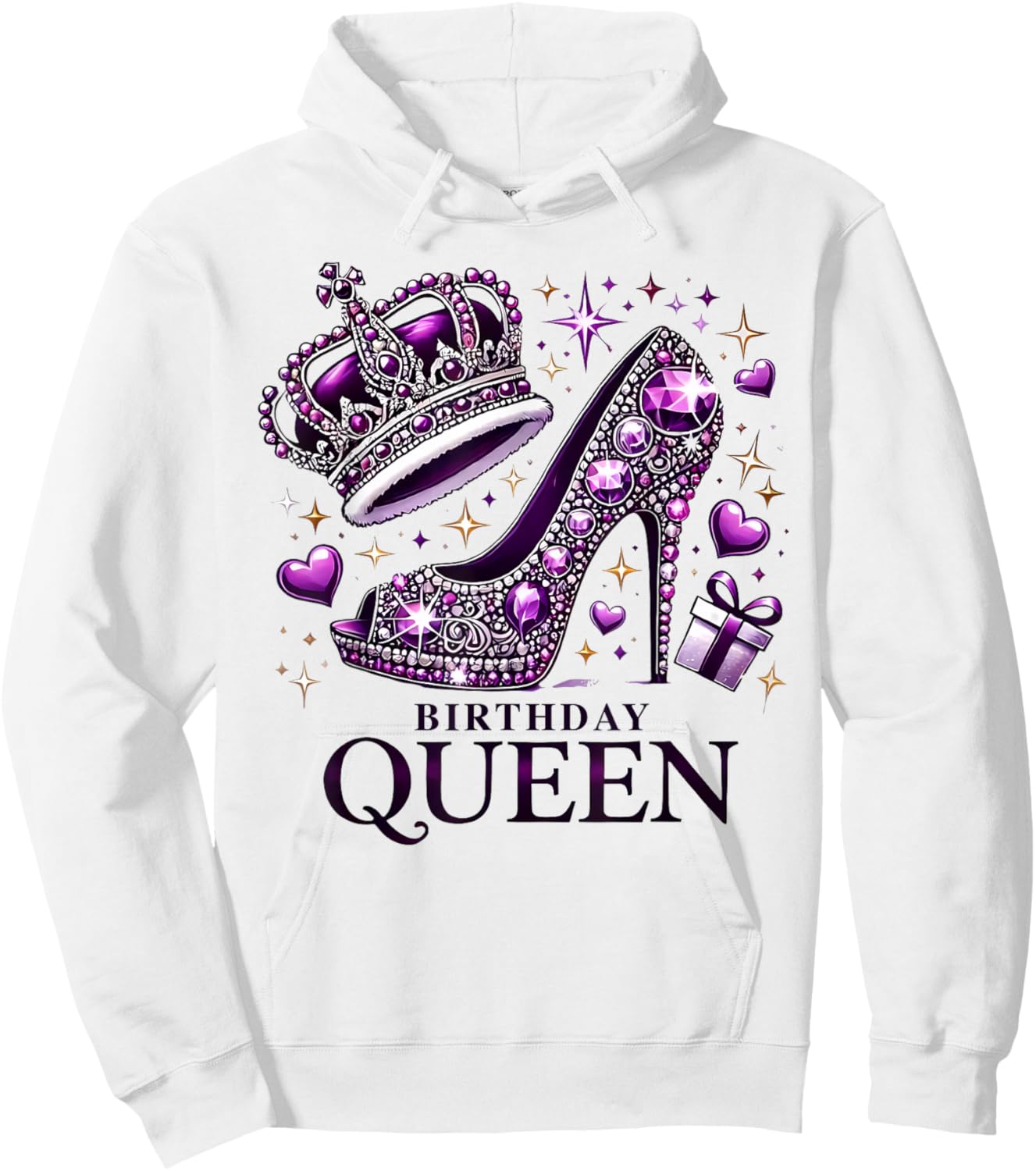Birthday Queen Crown High Heel Women Girls Birthday Squad Hoodie - Hoodie | White