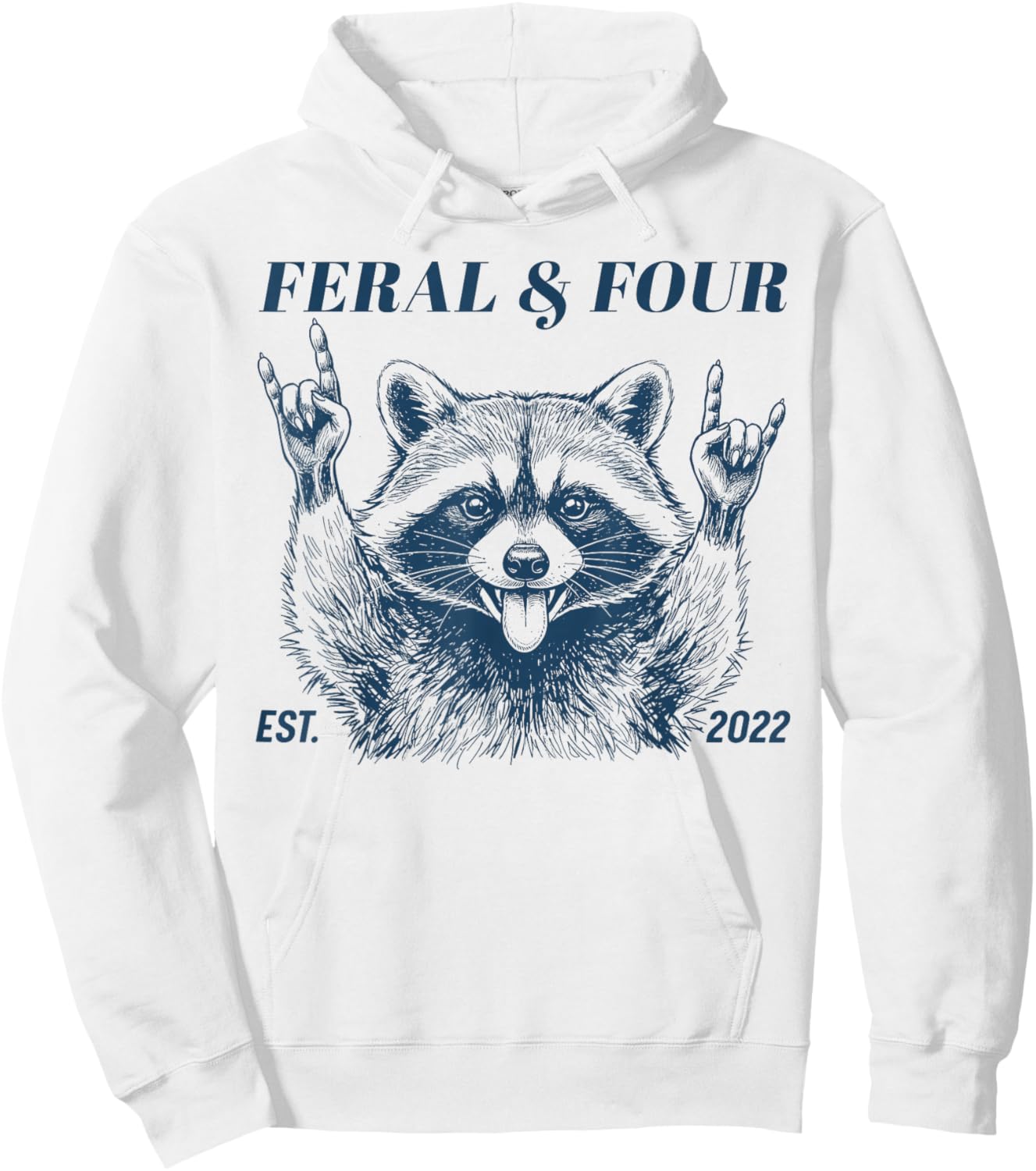 Feral and Four Raccoon Funny 4th Birthday Girls Boys Kids Hoodie - Hoodie | White