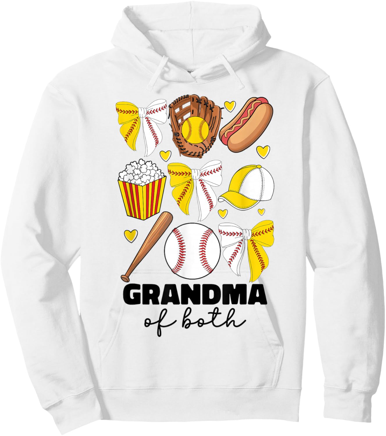 Grandma Of Both Baseball And Softball Grandma Coquette Bow Hoodie - Hoodie | White