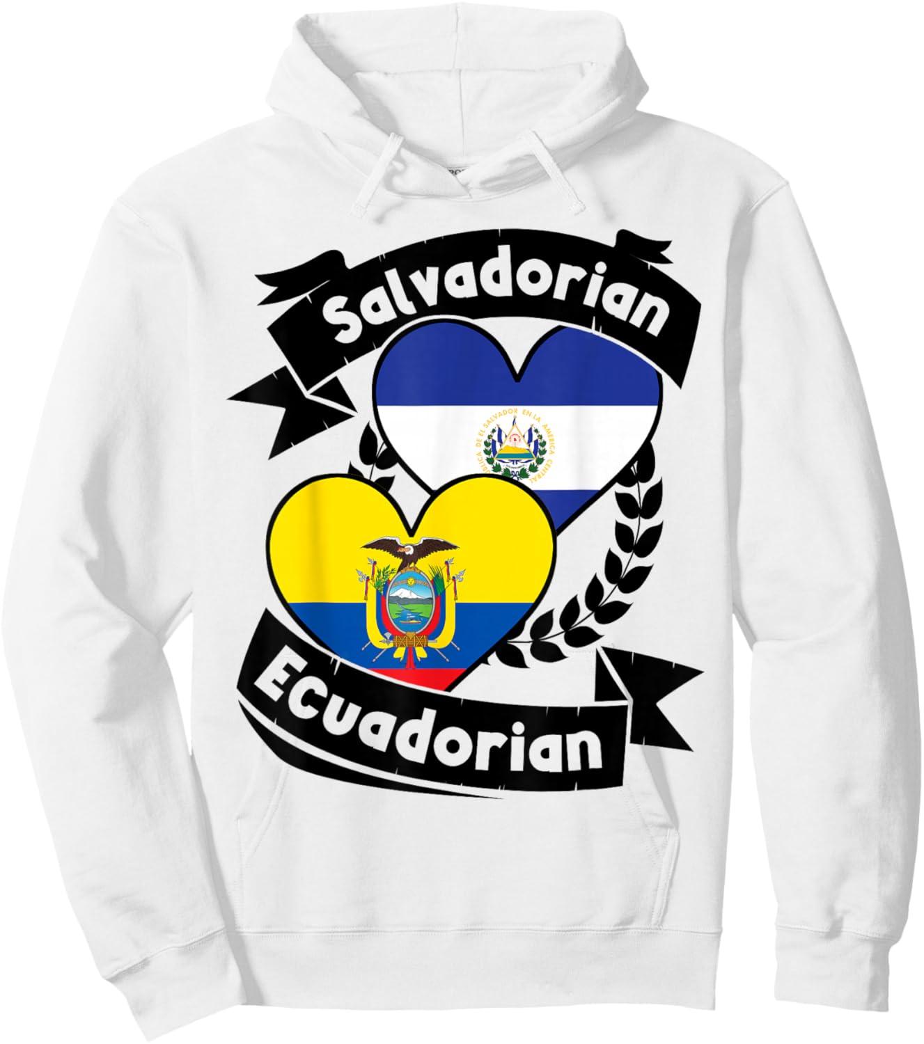Salvadorian Ecuadorian Heart Flags El Salvador Ecuador Hoodie - Hoodie | White