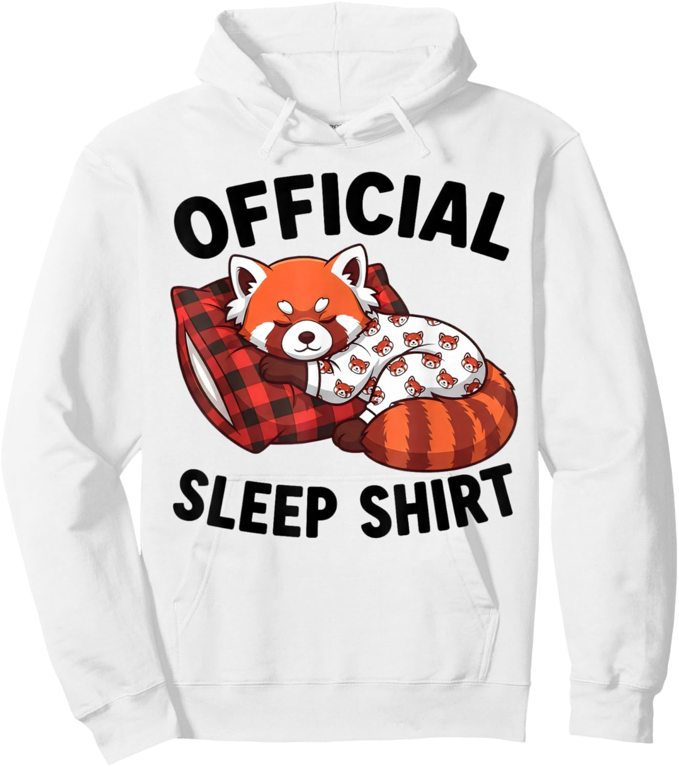 Cute Kawaii Sleeping Red Panda Official Sleepshirt Nightgown Hoodie - Hoodie | White