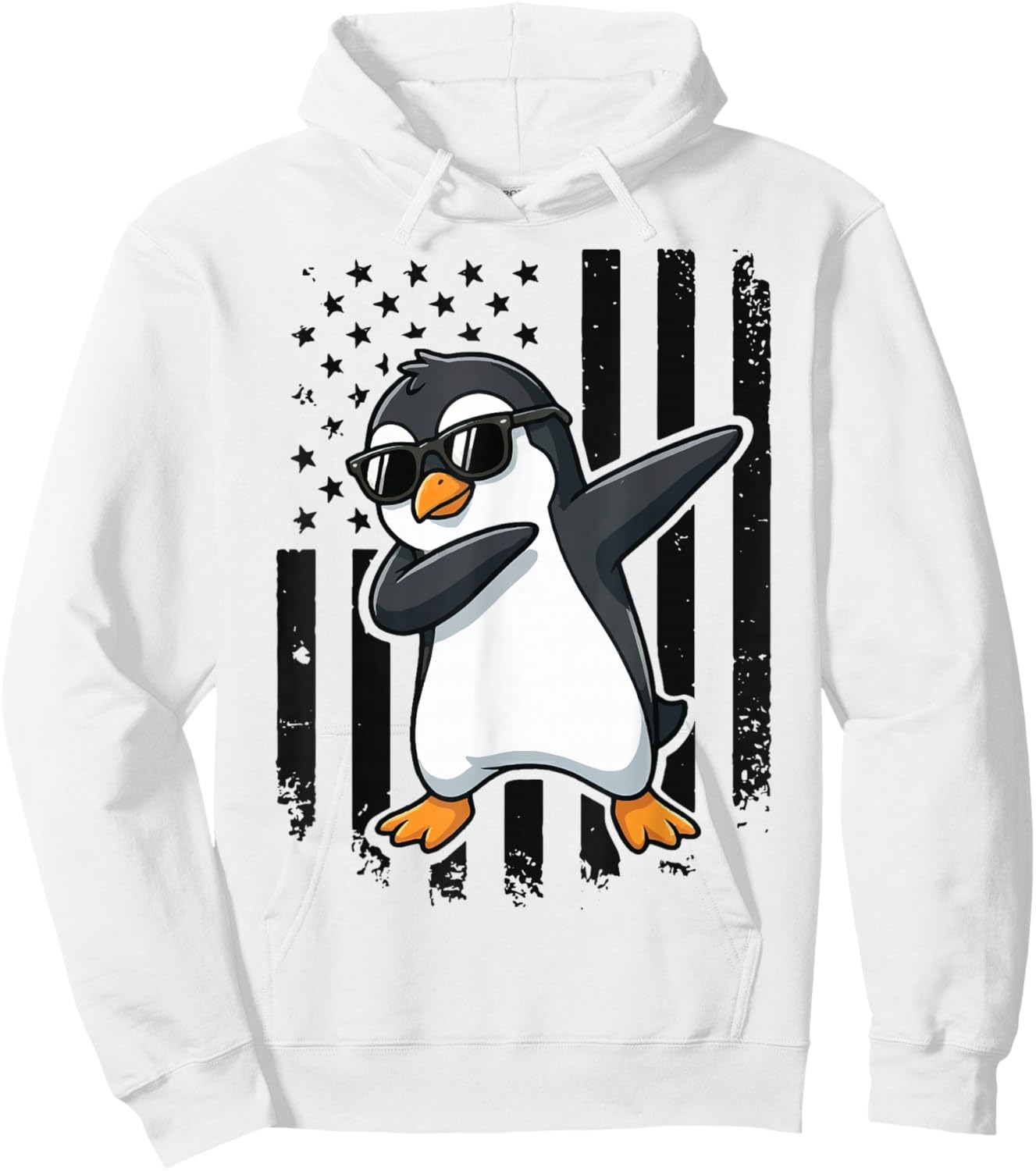 Penguin Dabbing USA Flag 4th of July Hoodie - Hoodie | White