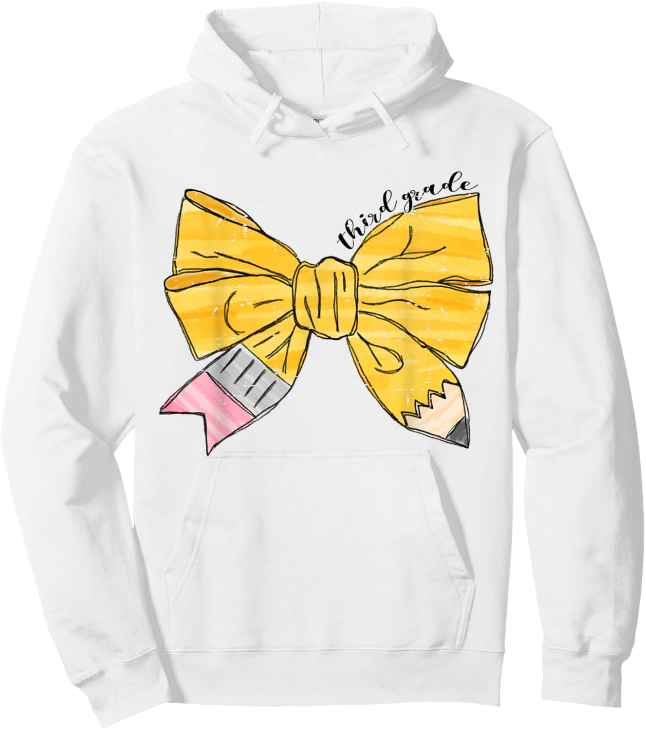 Coquette Bow Pencil Third Grade Kids Girls Back To School Hoodie - Hoodie | White