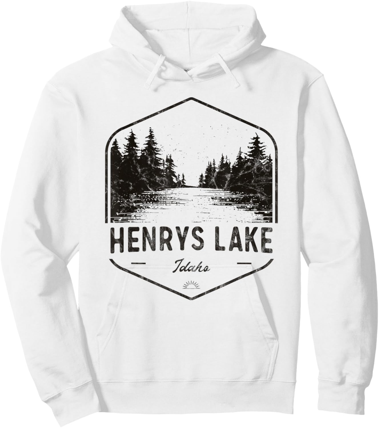 Henrys Lake Idaho Outdoors Vintage Hoodie - Hoodie | White