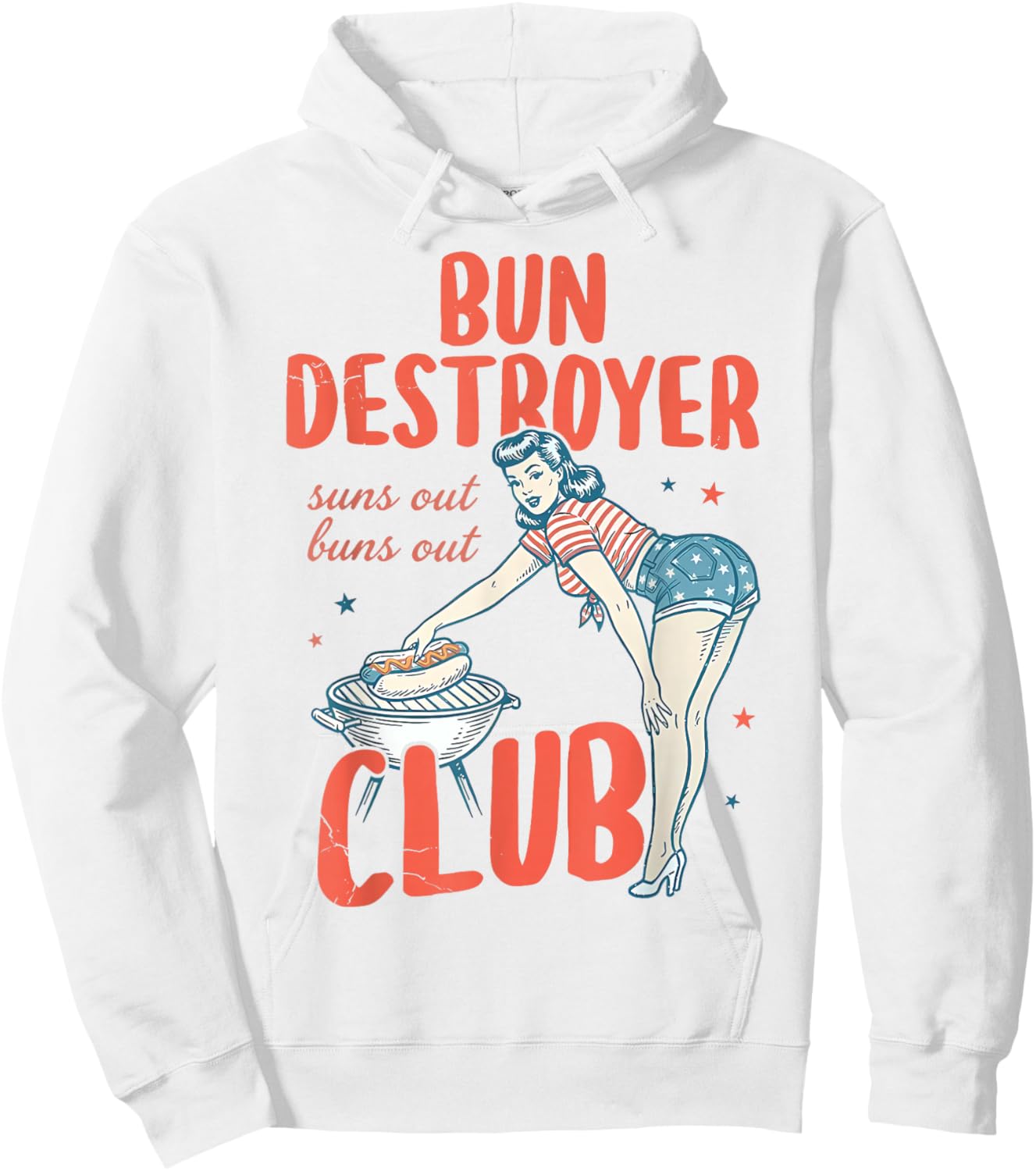Retro Bun Destroyer Hot Dog Handlers Club 4th of July Couple Hoodie - Hoodie | White