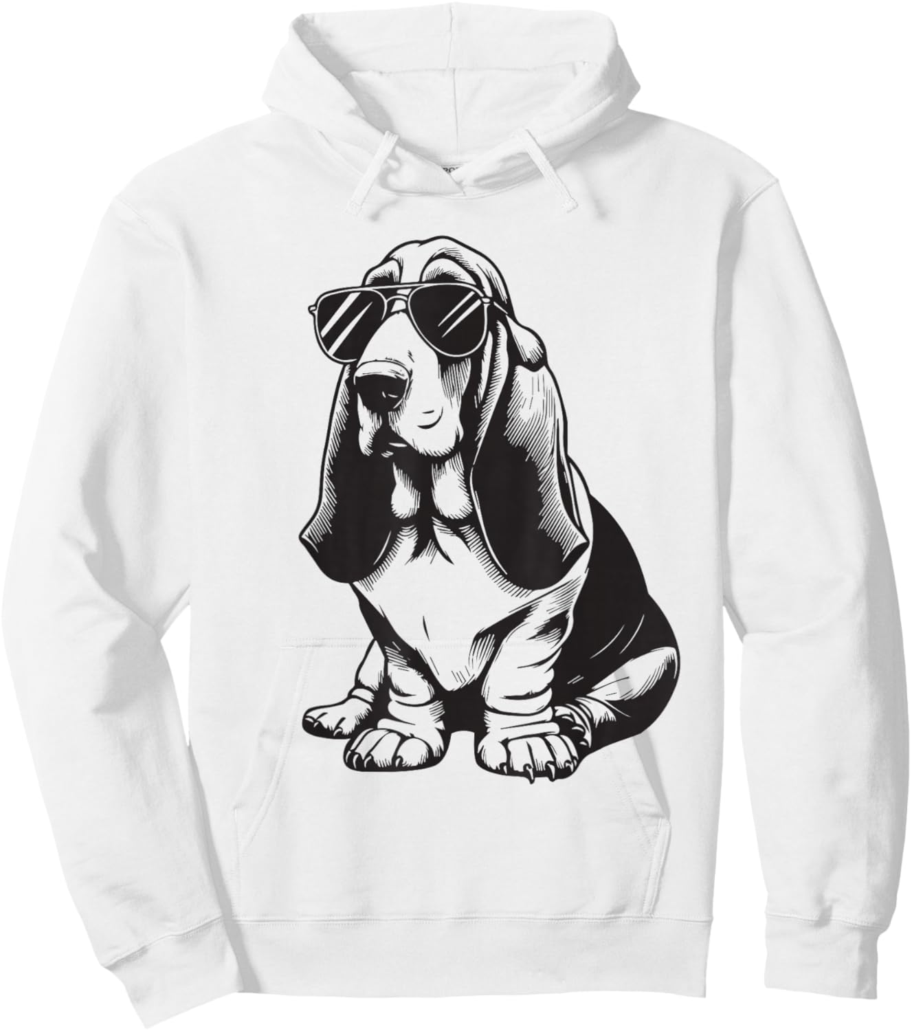 Dog Basset Fun with Sunglasses Hoodie - Hoodie | White
