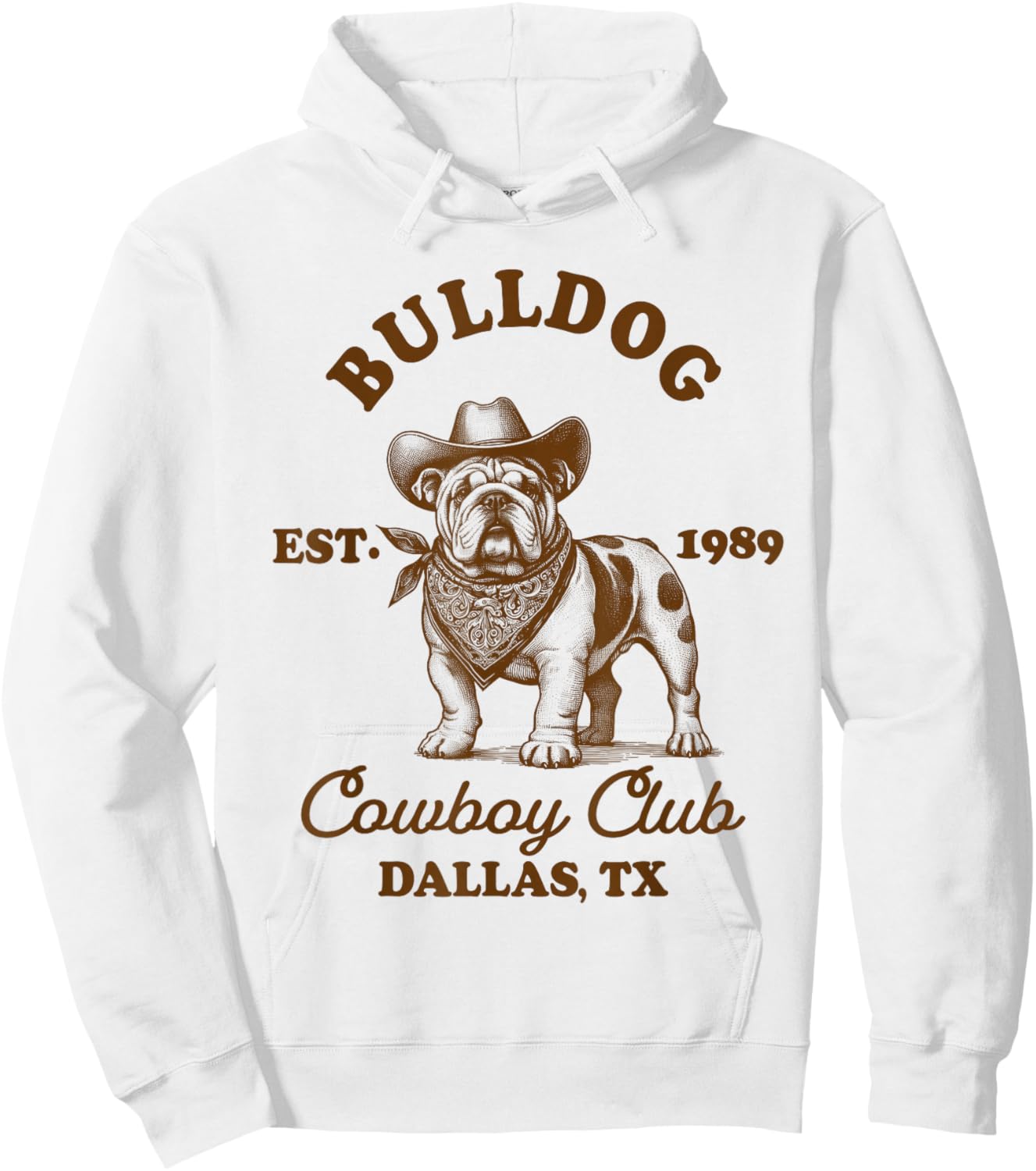 English Bulldog Mom Western Howdy Bulldog Cowboys Club Hoodie - Hoodie | White