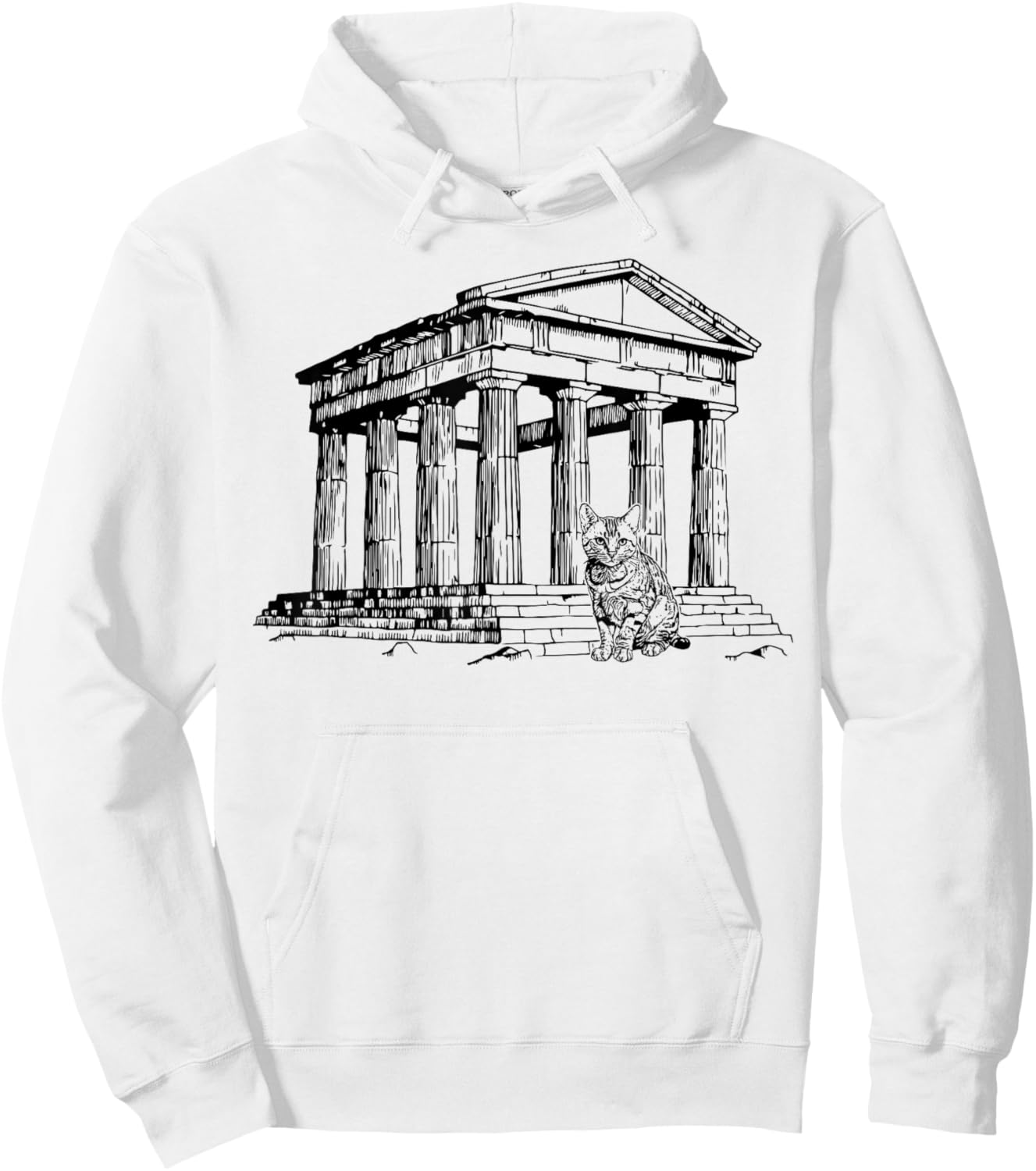 Cat at The Acropolis Greece Suitable Women. Hoodie - Hoodie | White