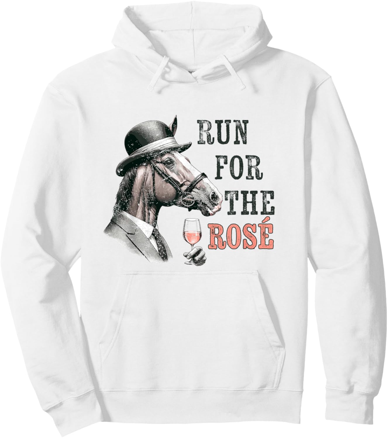 Dapper Derby Horse Sipping Rosé Wine Race Day Party Hoodie - Hoodie | White