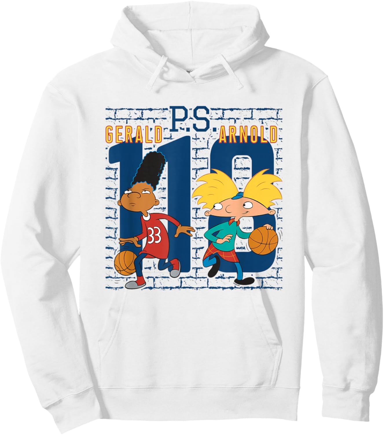 Hey Arnold! Gerald PS Arnold 118 Collegiate Big Chest Logo Hoodie - Hoodie | White