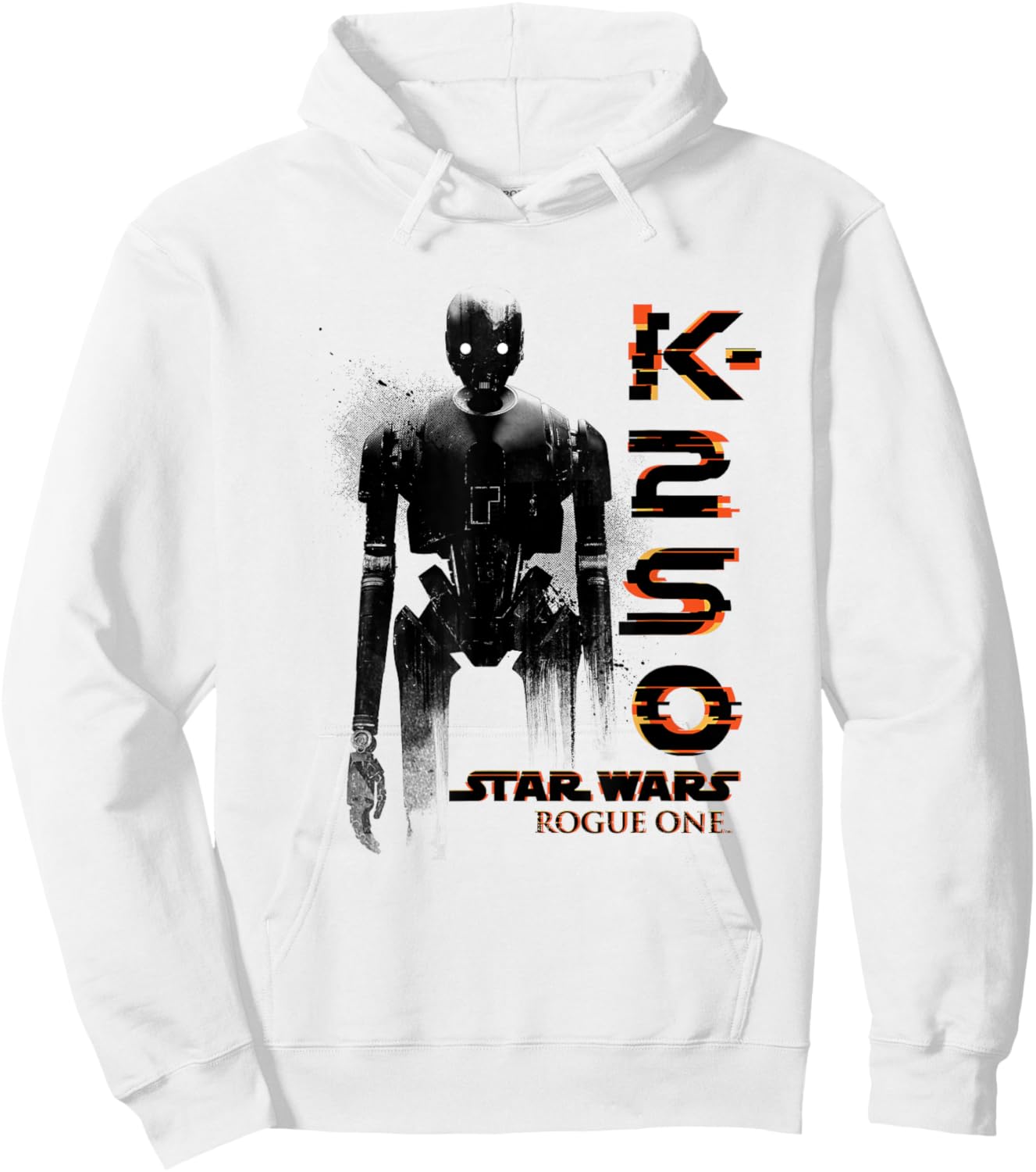 Star Wars Rogue One K-2SO Splat Paint Silhouette Chest Logo Hoodie - Hoodie | White