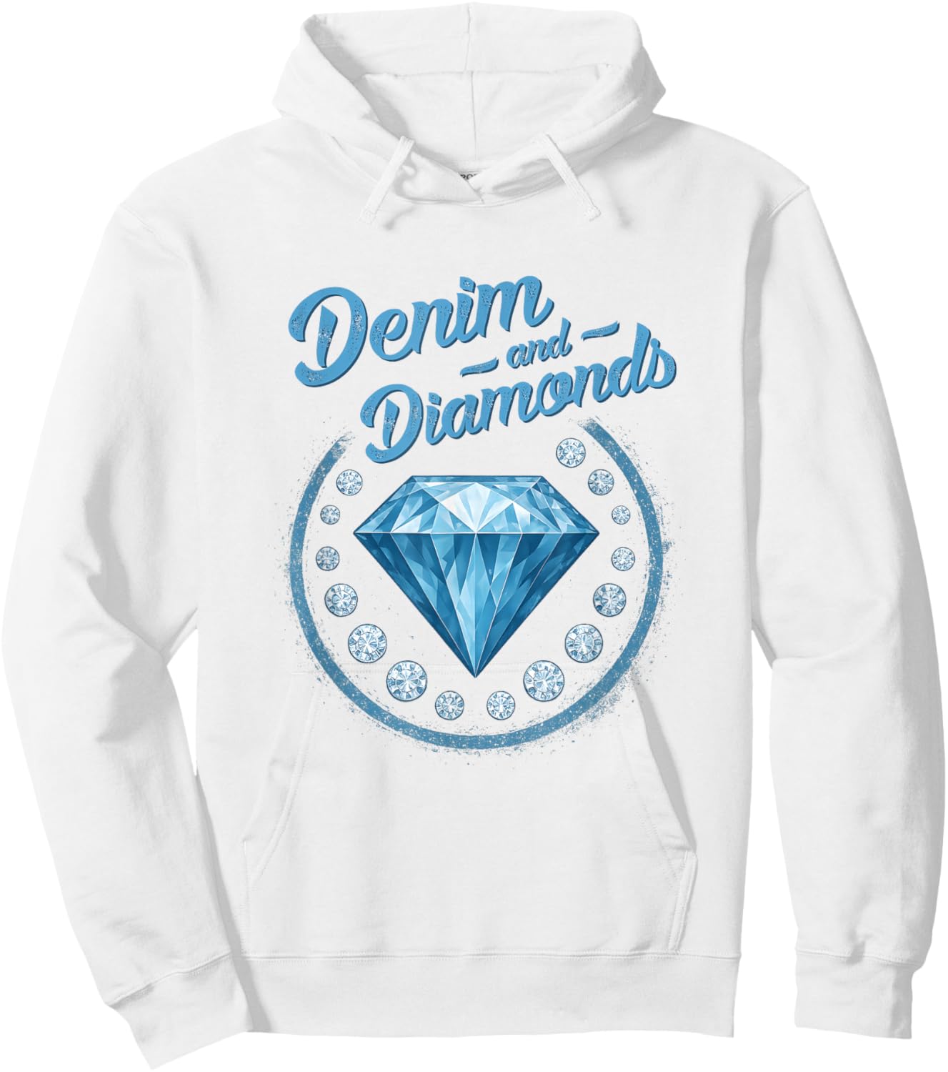 Denim and Diamonds Western Cowgirl Glam Style Men Hoodie - Hoodie | White