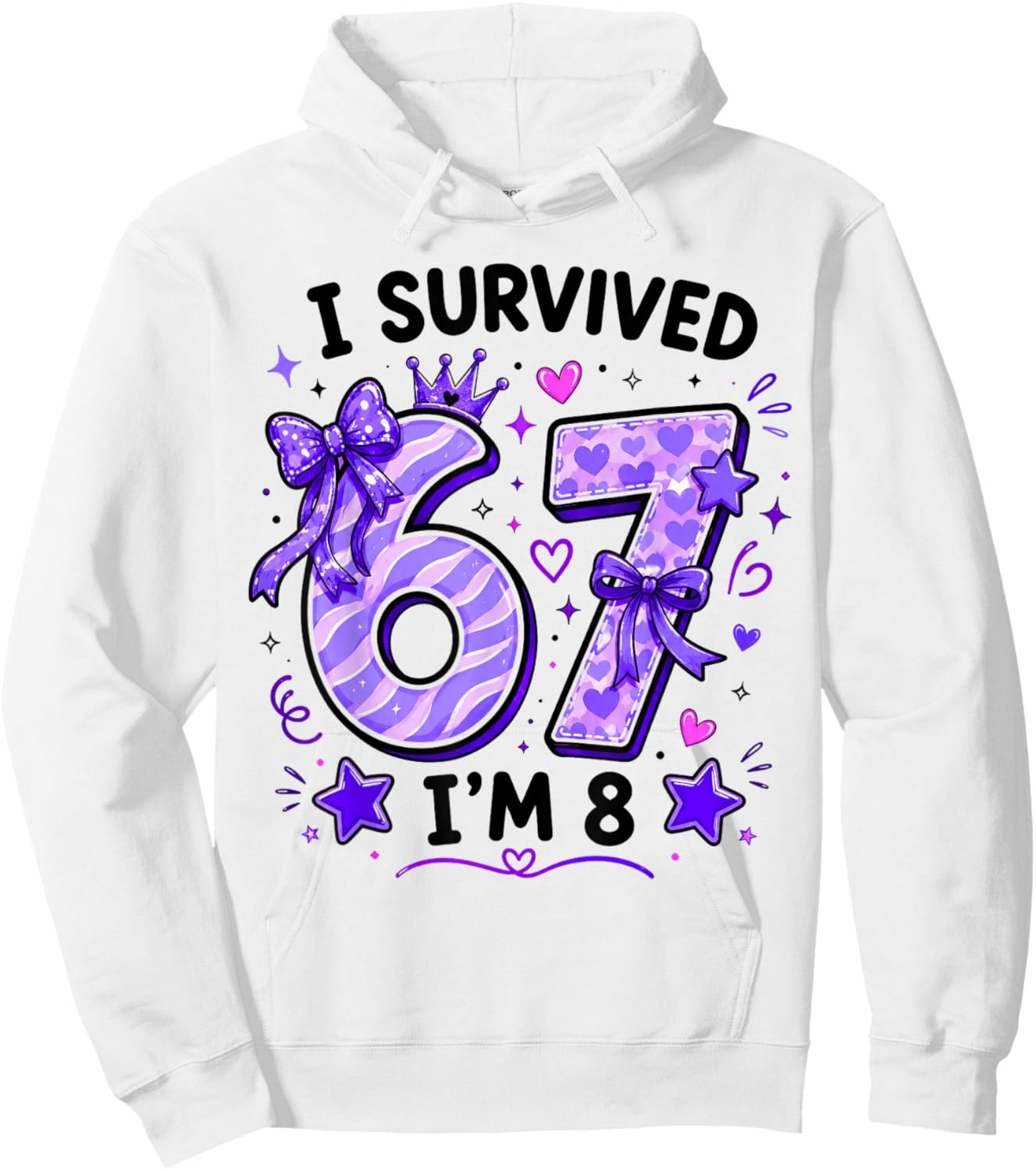 8th Birthday I Survived 6 7 Now I’m 8 Girls Birthday Hoodie - Hoodie | White