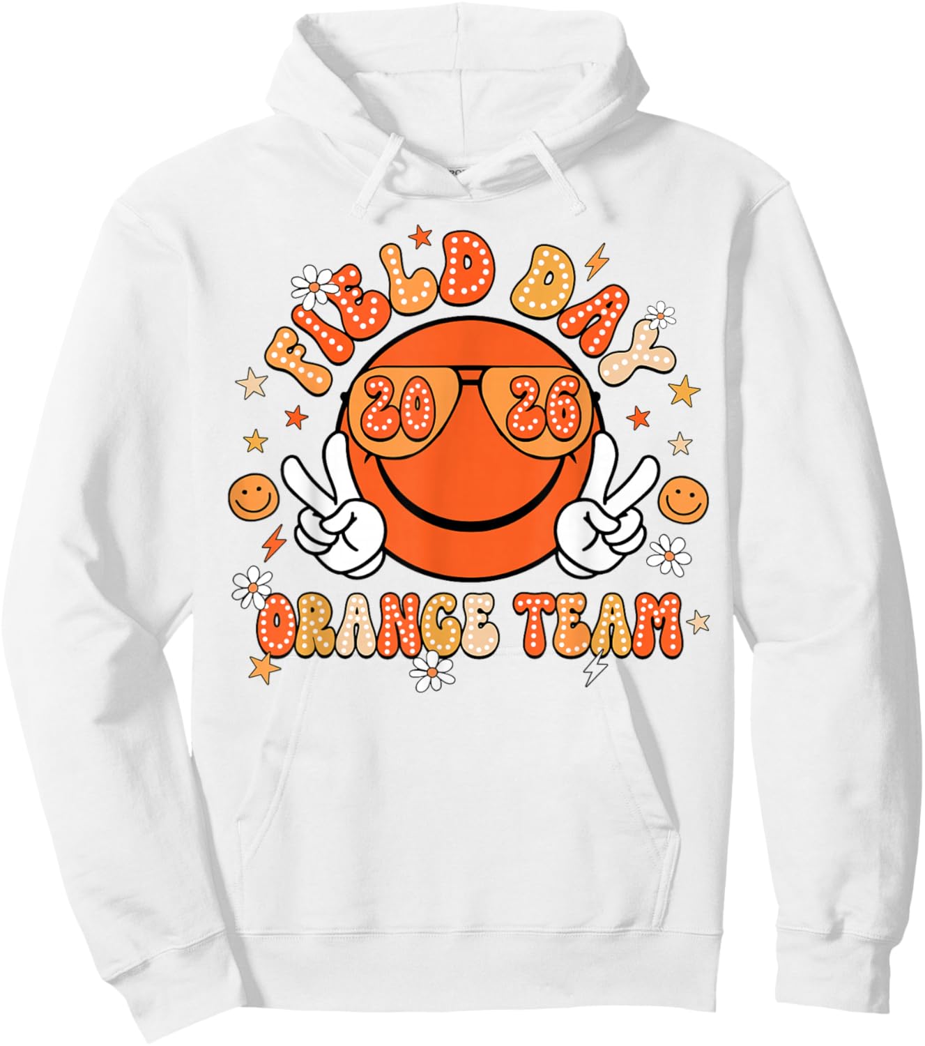 Field Day Orange Team 2026 Smile Face Sunglasses Kid Teacher Hoodie - Hoodie | White