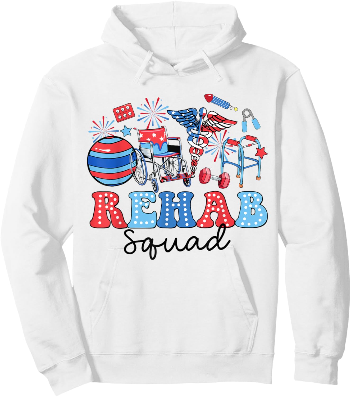 Retro Rehab Squad American Flag Rehab Nurse 4th Of July Women Men Hoodie - Hoodie | White