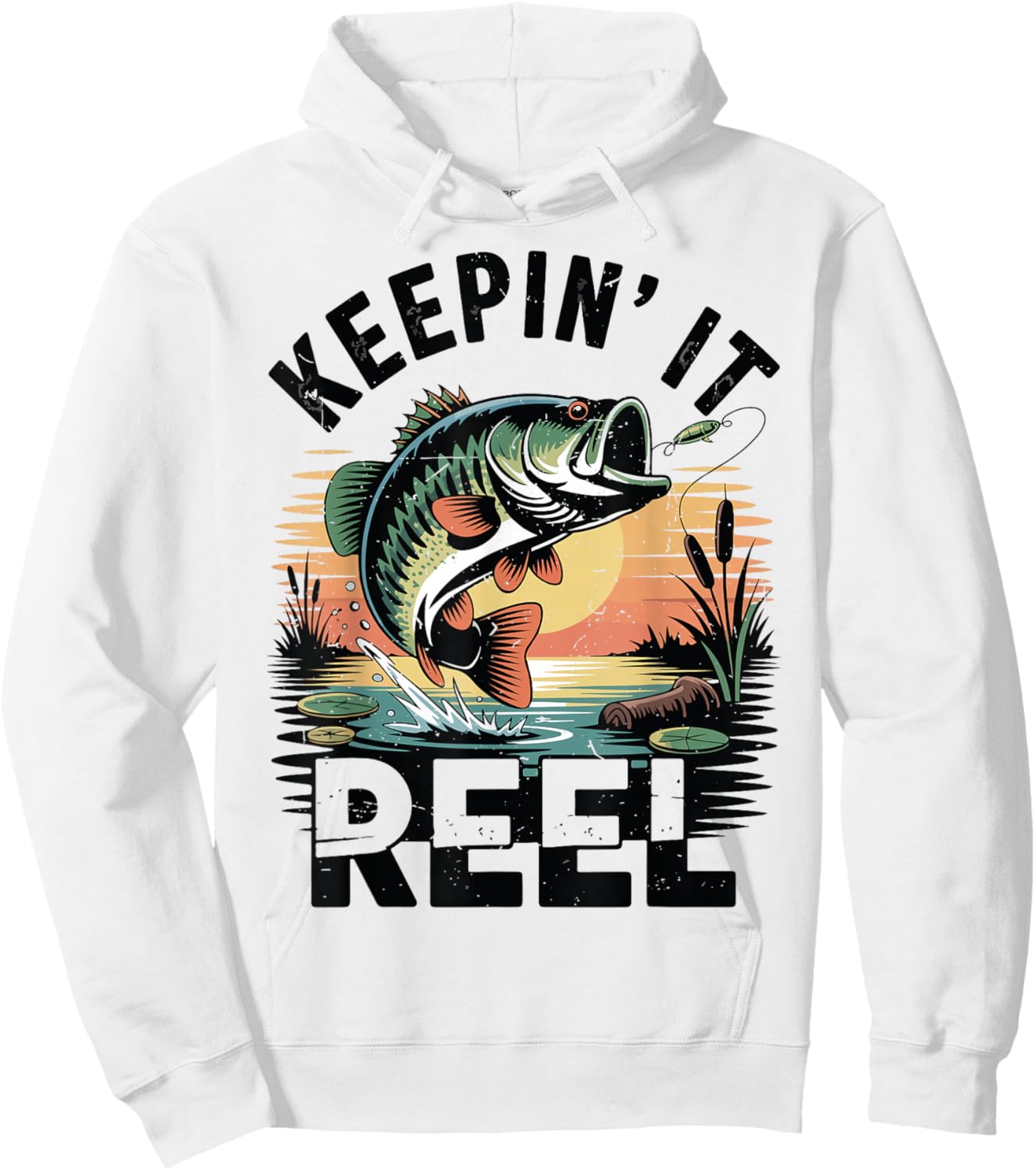 Funny Fishing Keeping It Reel Boy Youth Largemouth Bass Fish Hoodie - Hoodie | White